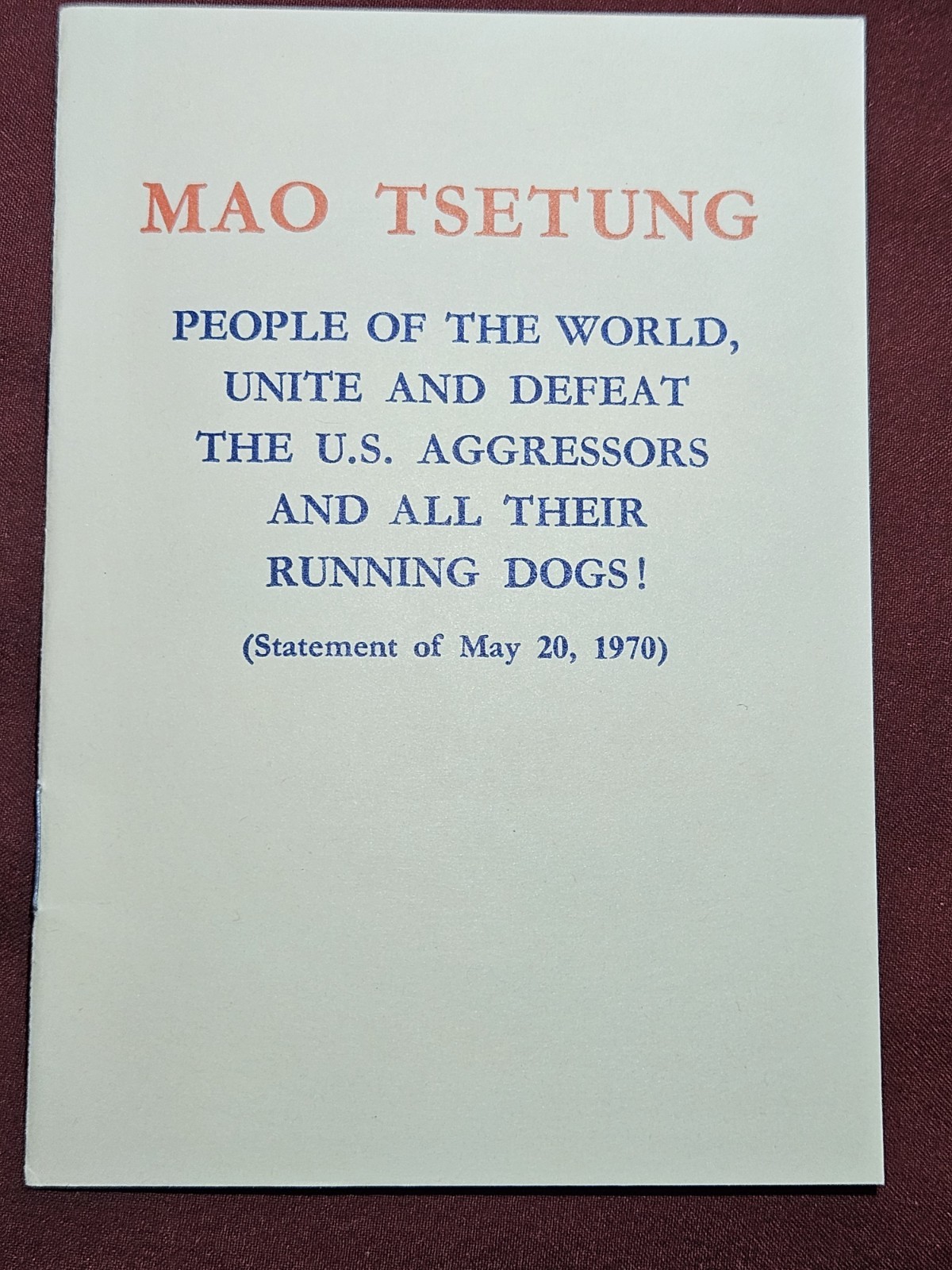 Three (3) Books By MAO TSE-TUNG Printed In 1960s Supporting Civil Rights In USA
