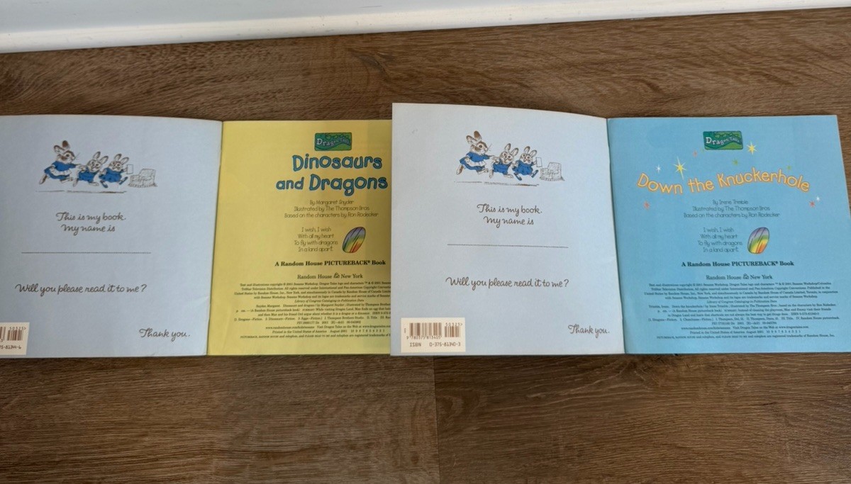 Vtg Y2K Dragon Tales Down The Knuckerhole & Dinosaur & Dragons 2000 Book LOT