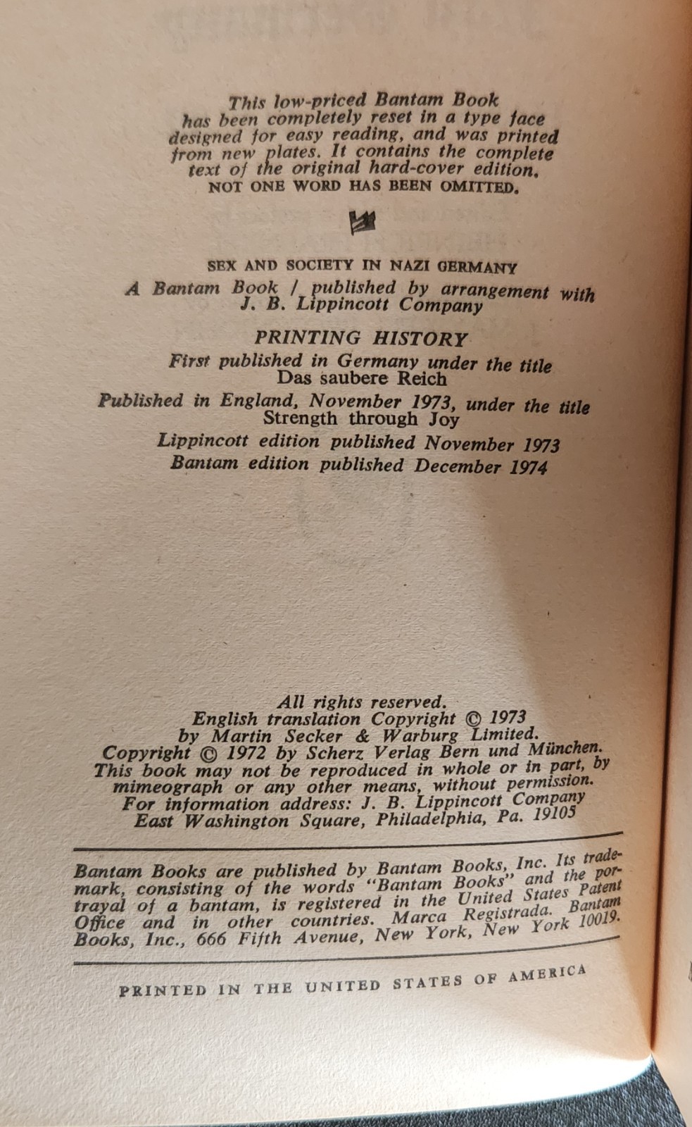 Sex And Society In Nazi Germany PB 1974 Hans Peter Bleuel