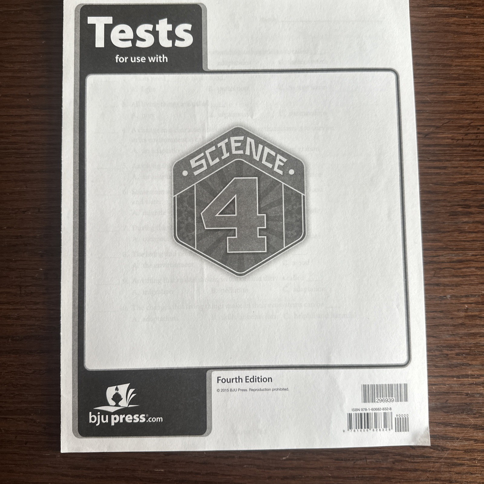 BJU Press Science 4 Tests Booklet 4th Edition 296939