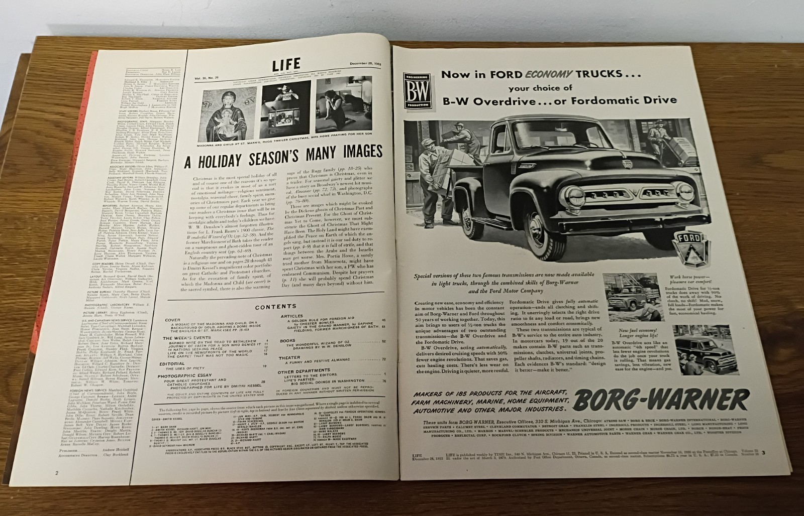 Life Magazine December 28, 1953 – Wizard of Oz Drawings, Four Great Churches