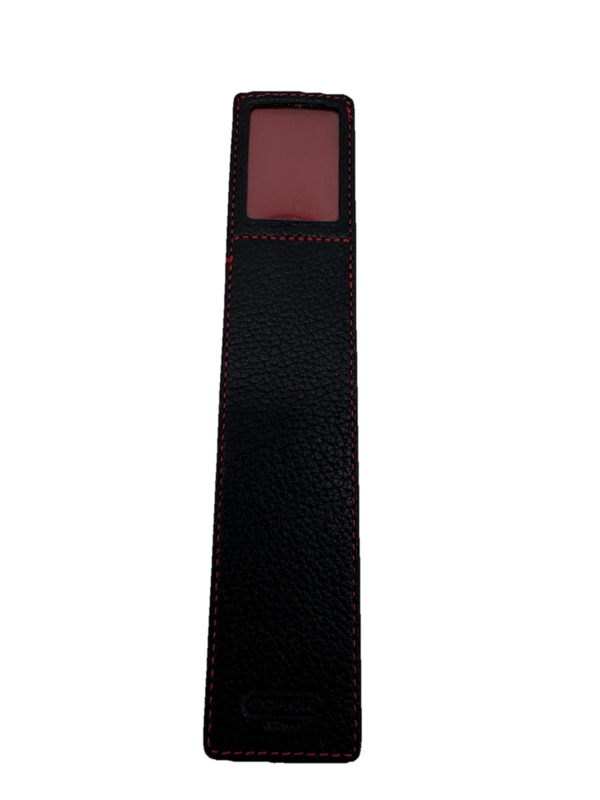 Coach Black & Red Leather 7 Inch Bookmark With Photo Slot Made In Turkey