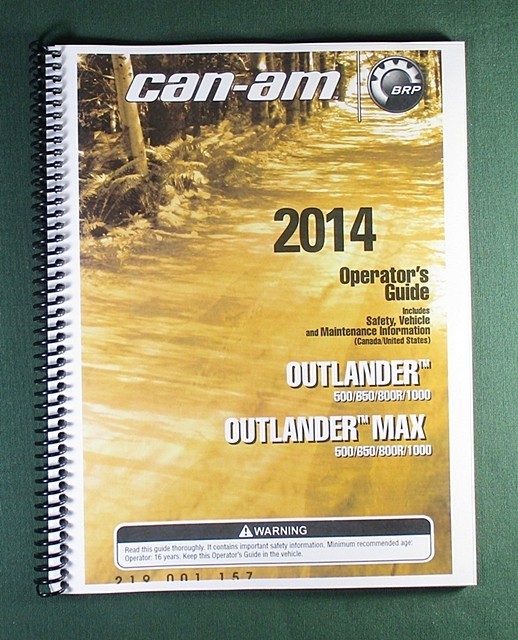 2014 Can-Am Outlander MAX 500 Owner’s Manual: 180 Pages & Protective Covers