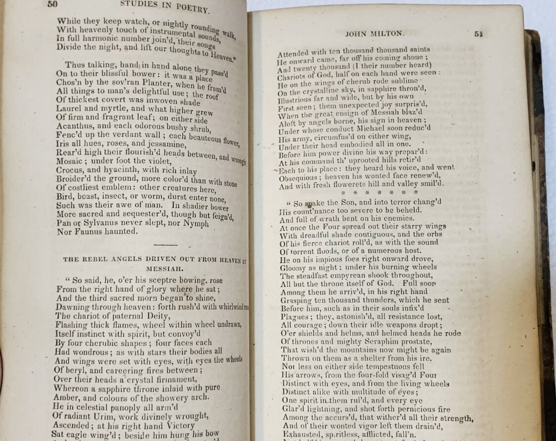 Antique 1800’s Studies in Poetry by George Crabbe 480 pages