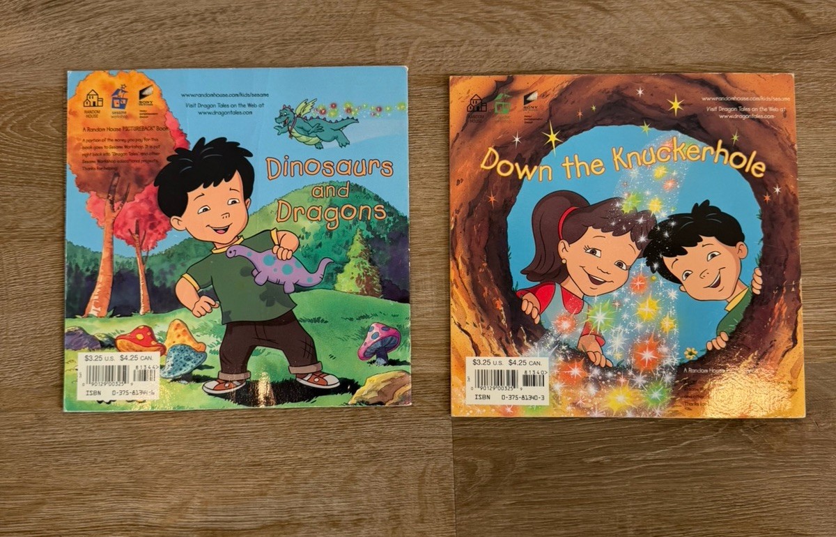 Vtg Y2K Dragon Tales Down The Knuckerhole & Dinosaur & Dragons 2000 Book LOT