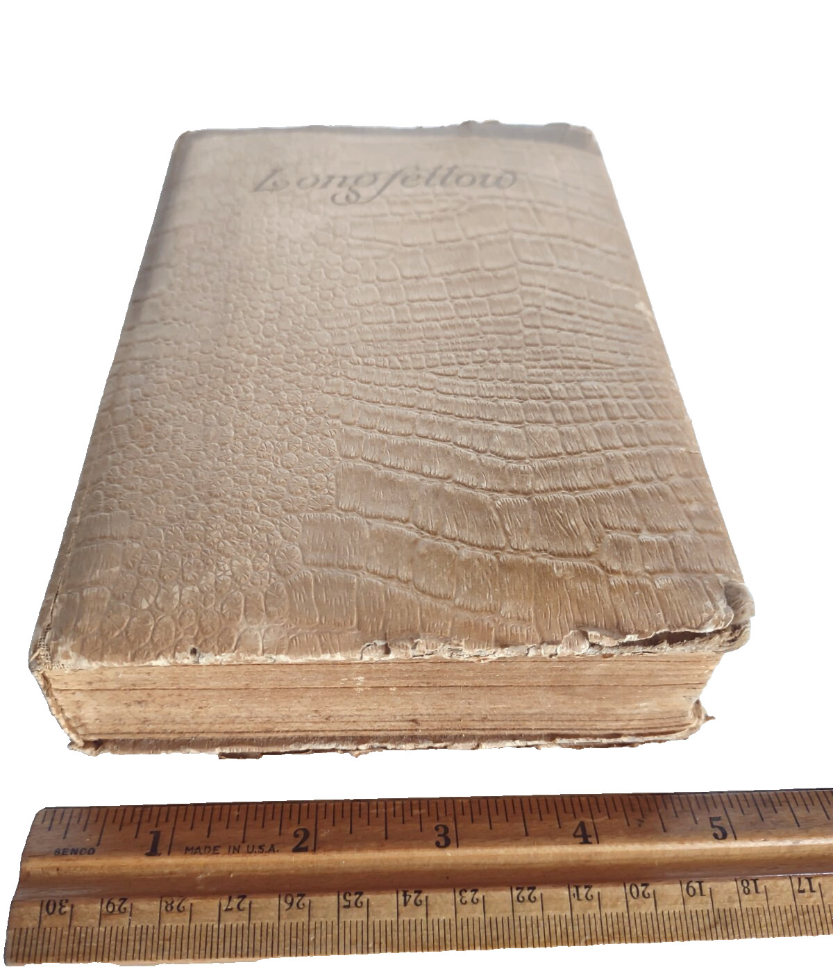 Antique Undated Longfellow Faux Leather? Bound Book Of Poems Hurst & Co NY