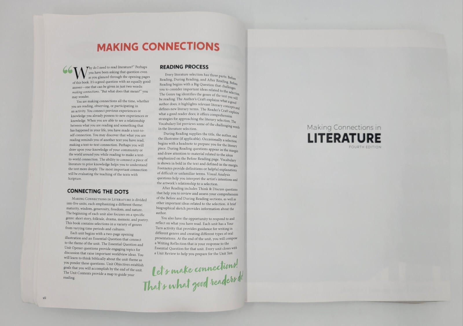 BJU Making Connections in Literature Student Text 4th Edition Used w Wear