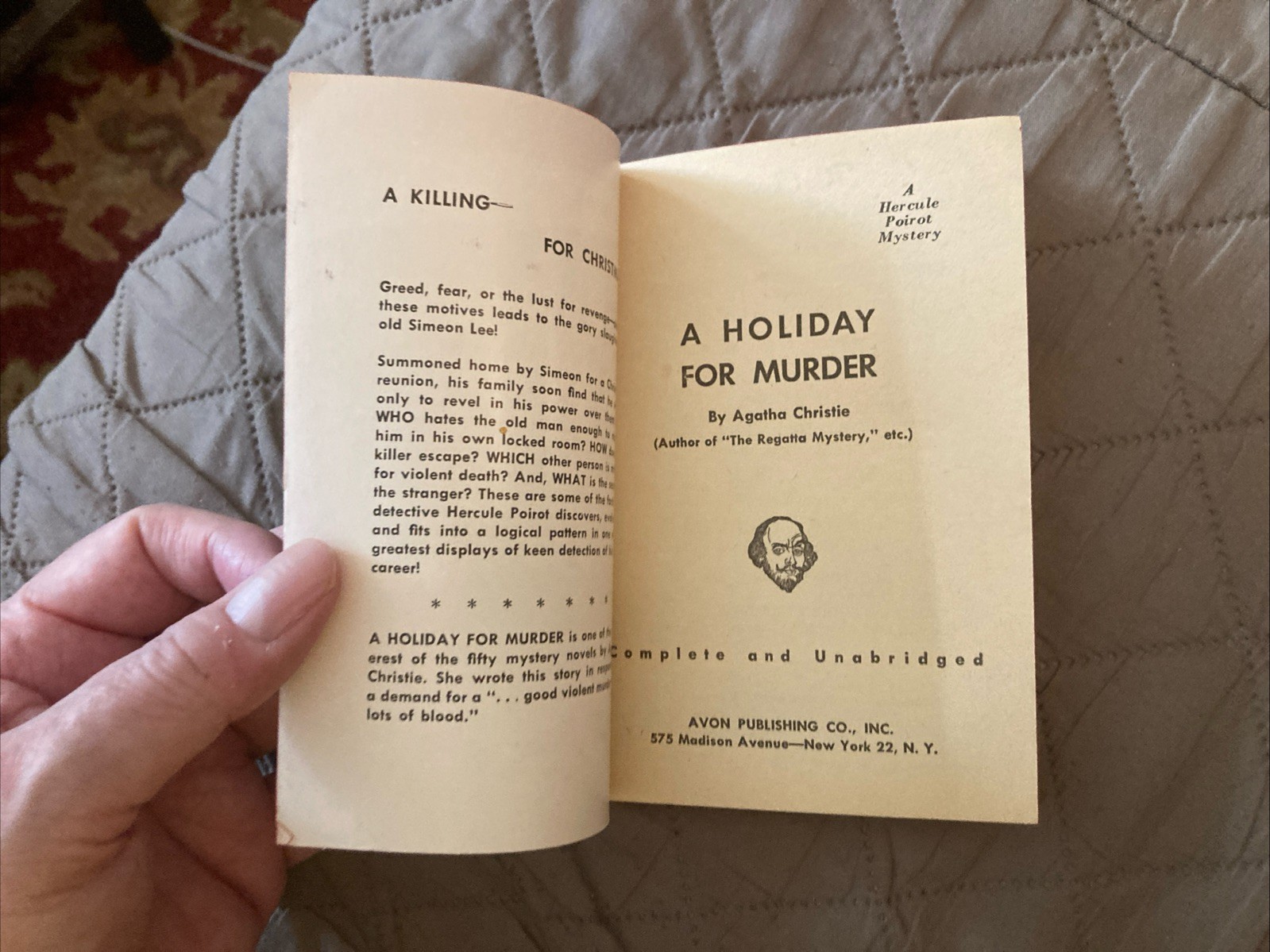 Crime gga Vintage Pb, A Holiday For Murder by Christie, Avon 443, 1952, NVG+