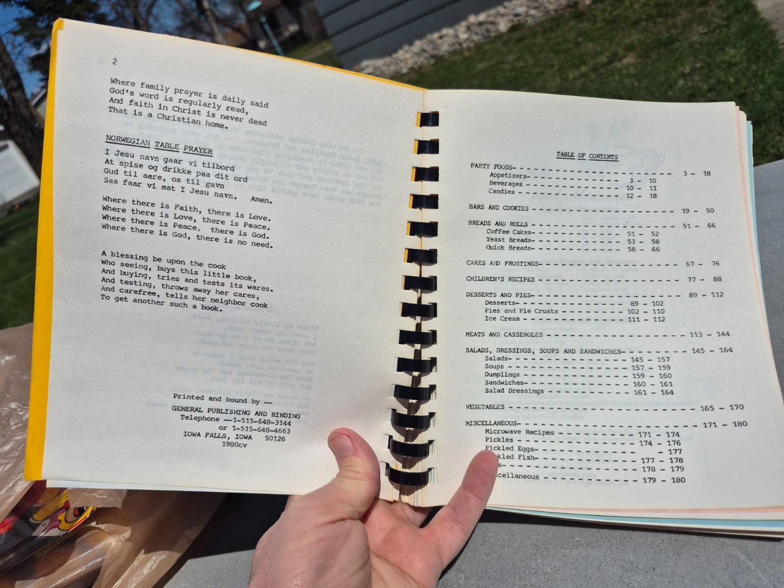 1980 Zion Lutheran Church Harwood North Dakota Cookbook 180 Pages