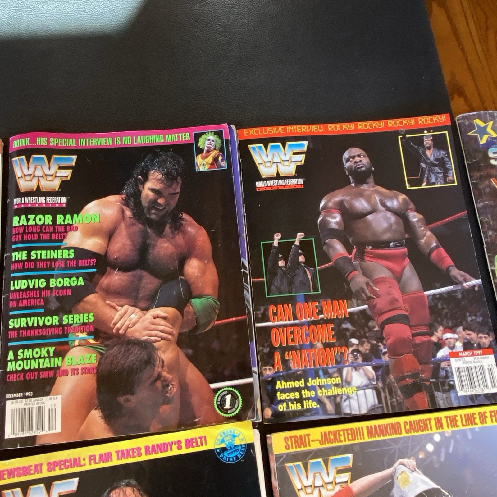 Lot 22 WWE “RAW” Magazine Collection 1992 1993 1996 1997 1998 Foley Card Sheets