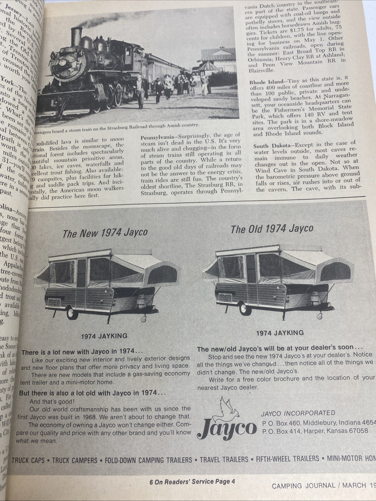 Camping Journal March 1974 Buyer’s Guide Outdoor Recreation Magazine