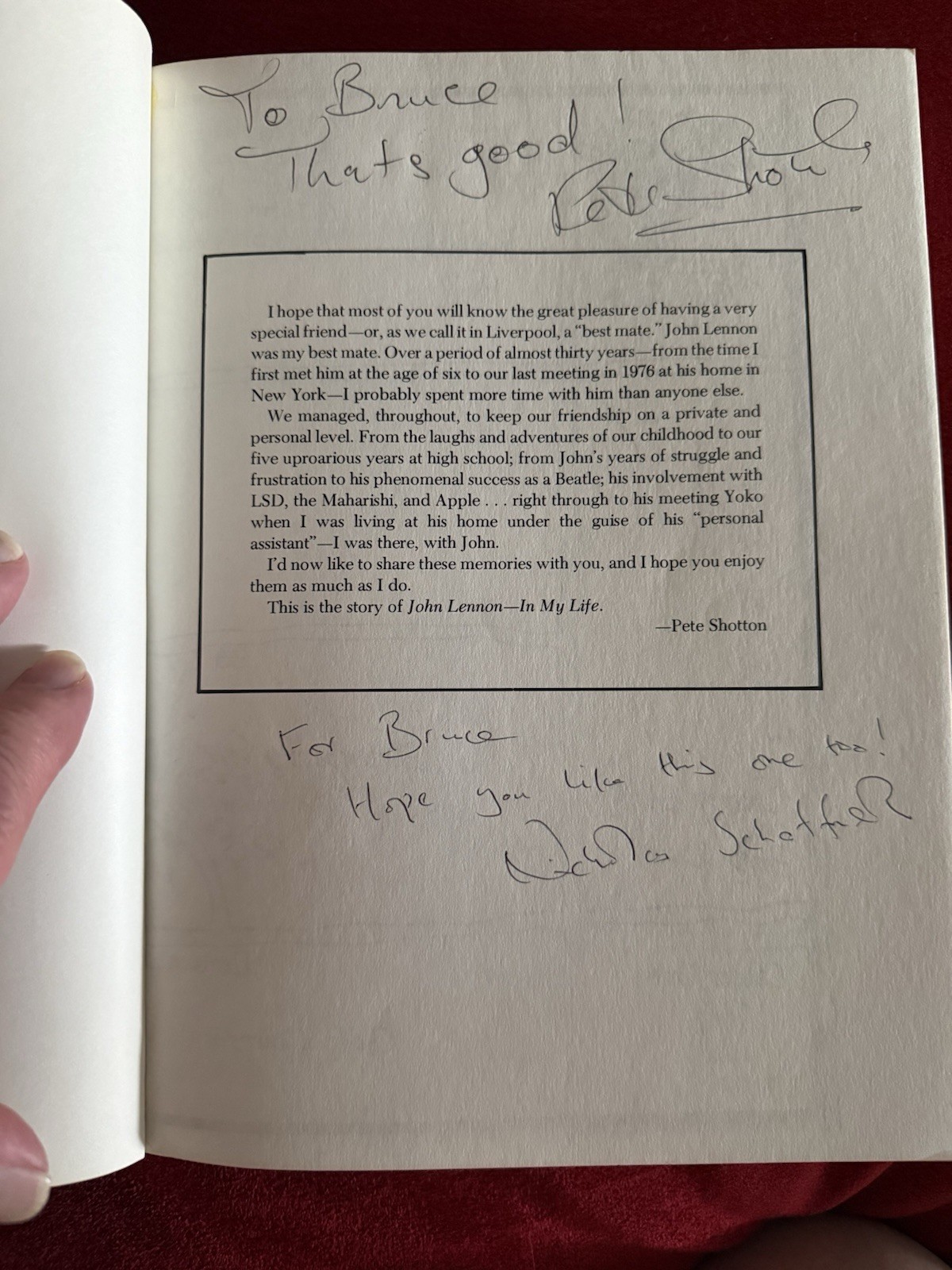 JOHN LENNON ~ IN MY LIFE ~ PETE SHOTTON & NICHOLAS SCHAFFNER ~ AUTOGRAPHED