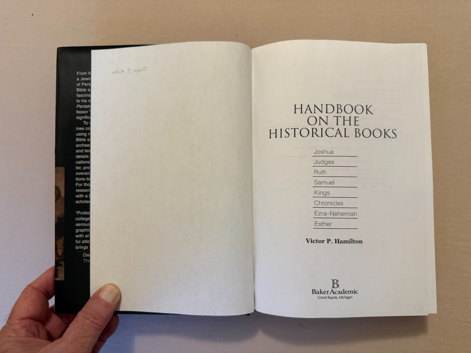 Handbook on the Historical Books – By Hamilton, Victor P. – HC/DJ, Very Good