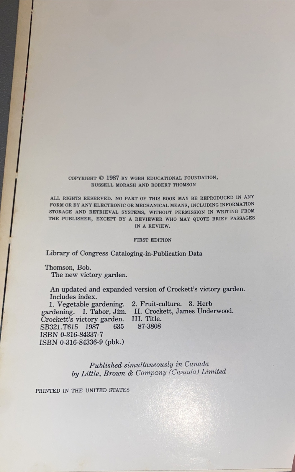 Masters of the Victory Garden Jim Wilson & The New Victory Garden Bob Thomson PB