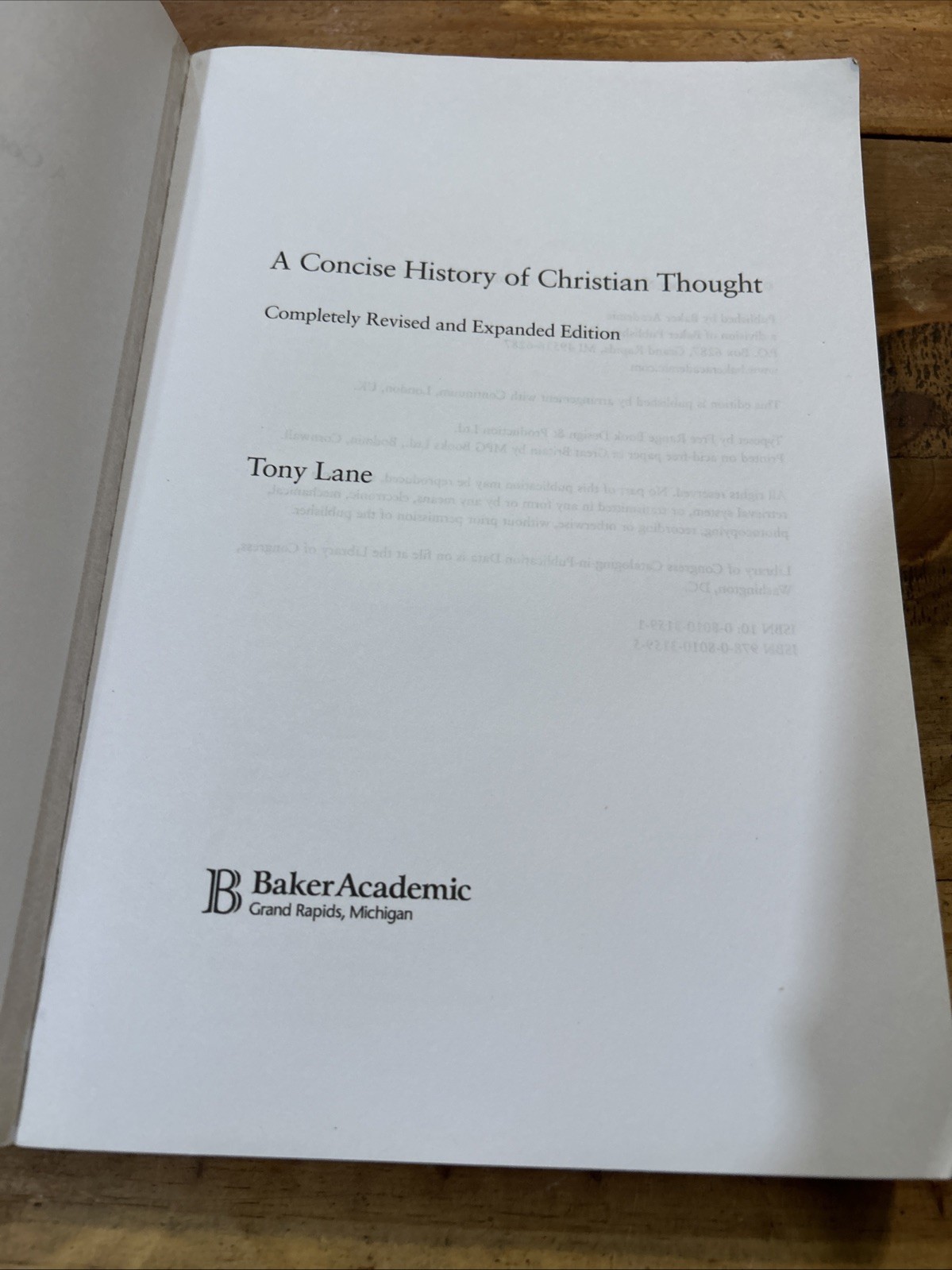 A Concise History of Christian Thought by Tony Lane