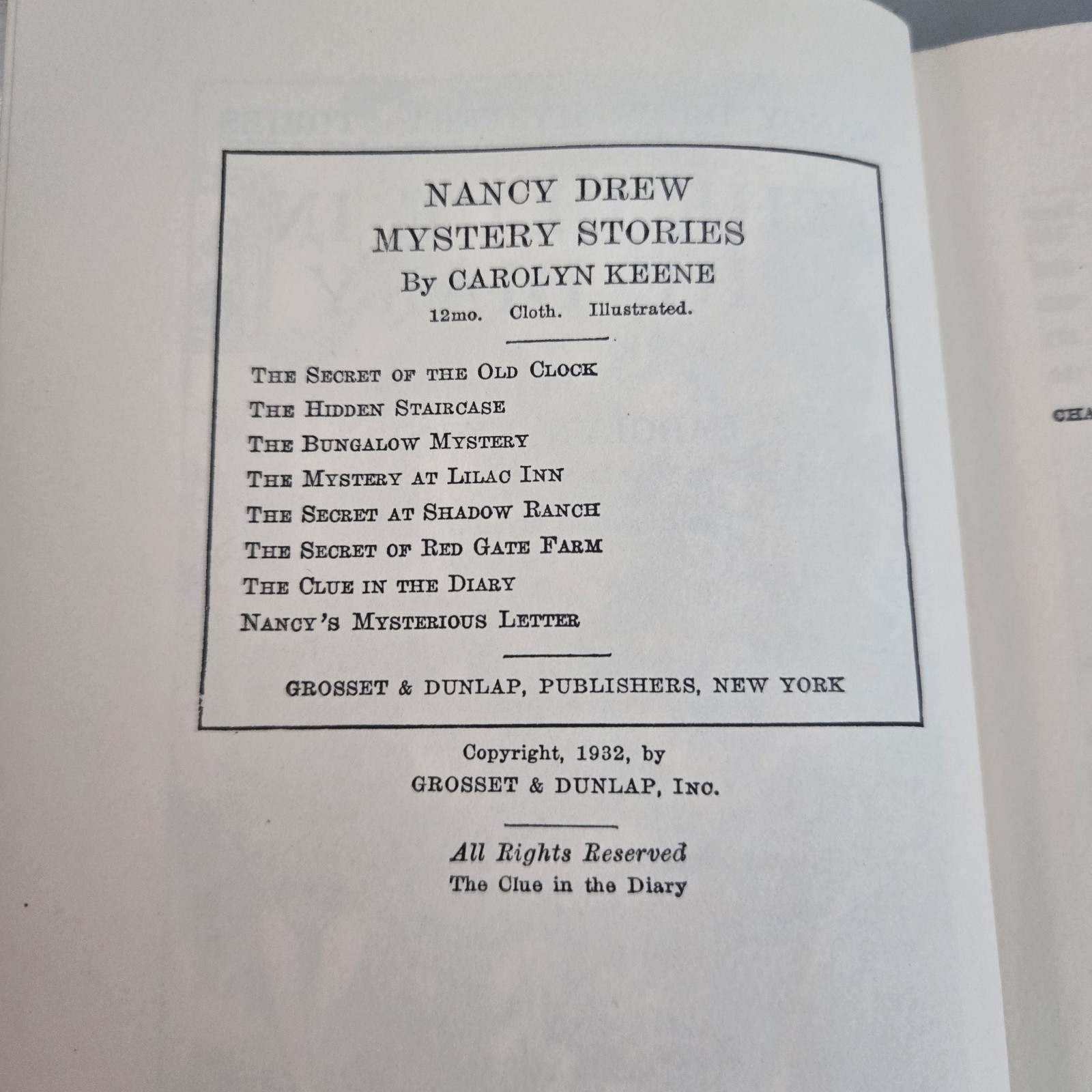 Nancy Drew #7 THE CLUE IN THE DIARY by Carolyn Keene 1932 HCDJ