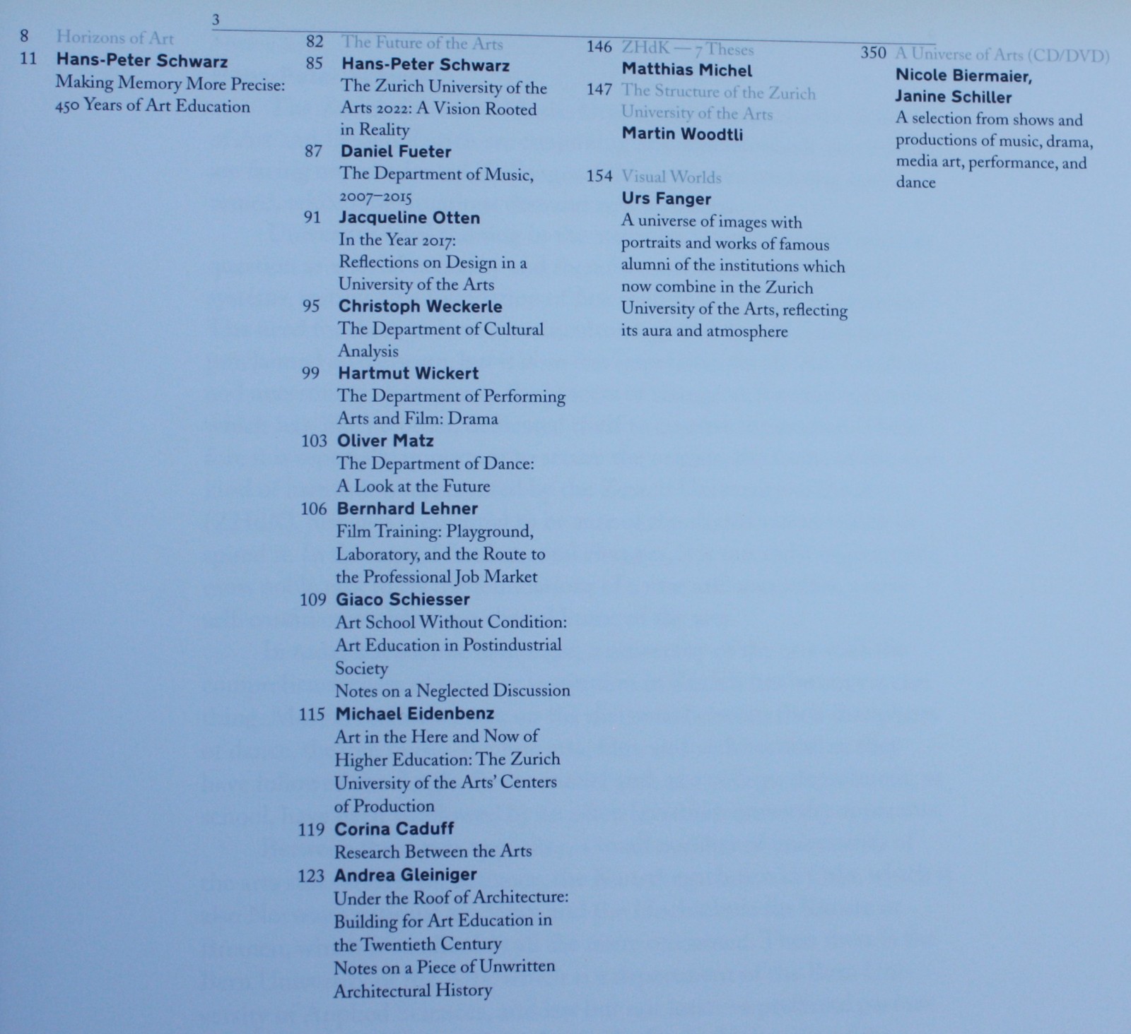 ZHdK A Future for the Arts Zurich University of the Arts Inaugural Publication