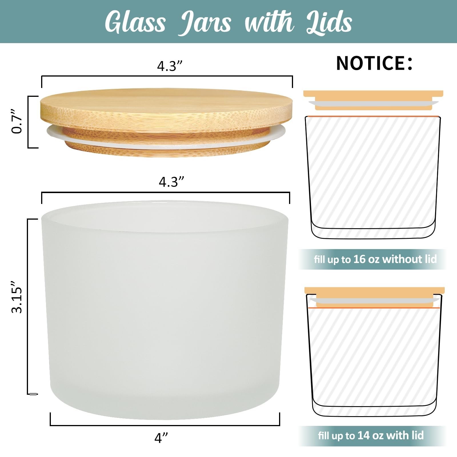 SUPMIND 16oz 3 Wick Candle Jars 6 Pack – Large Empty Frosted Glass Candle Mak…