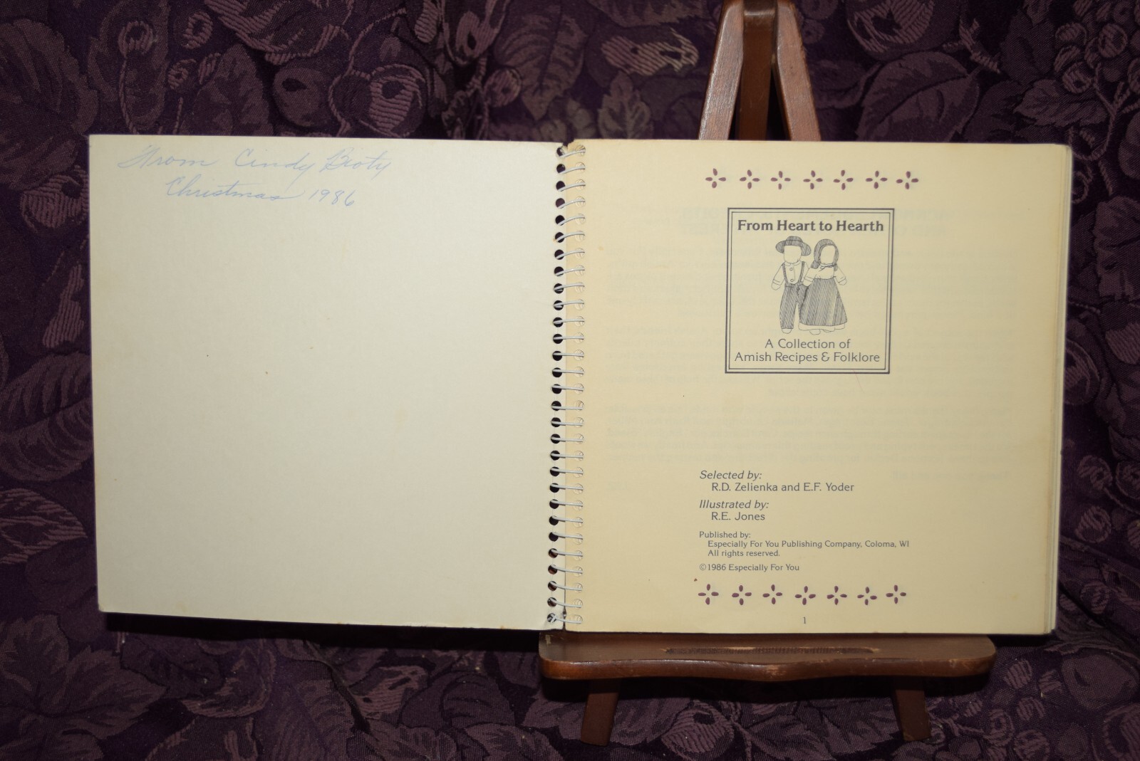 From Heart To Hearth Amish Cookbook 1986 Spiral Bound LN PB