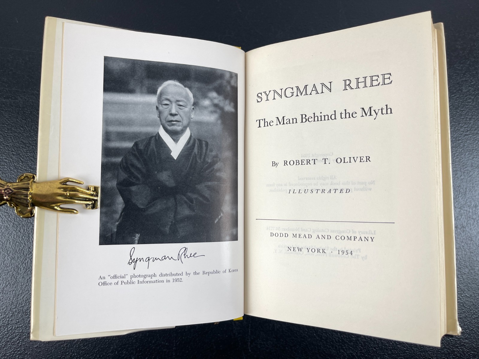1954 Syngman Rhee, Oliver, 1st ed. DJ, South Korea President Man Behind Myth