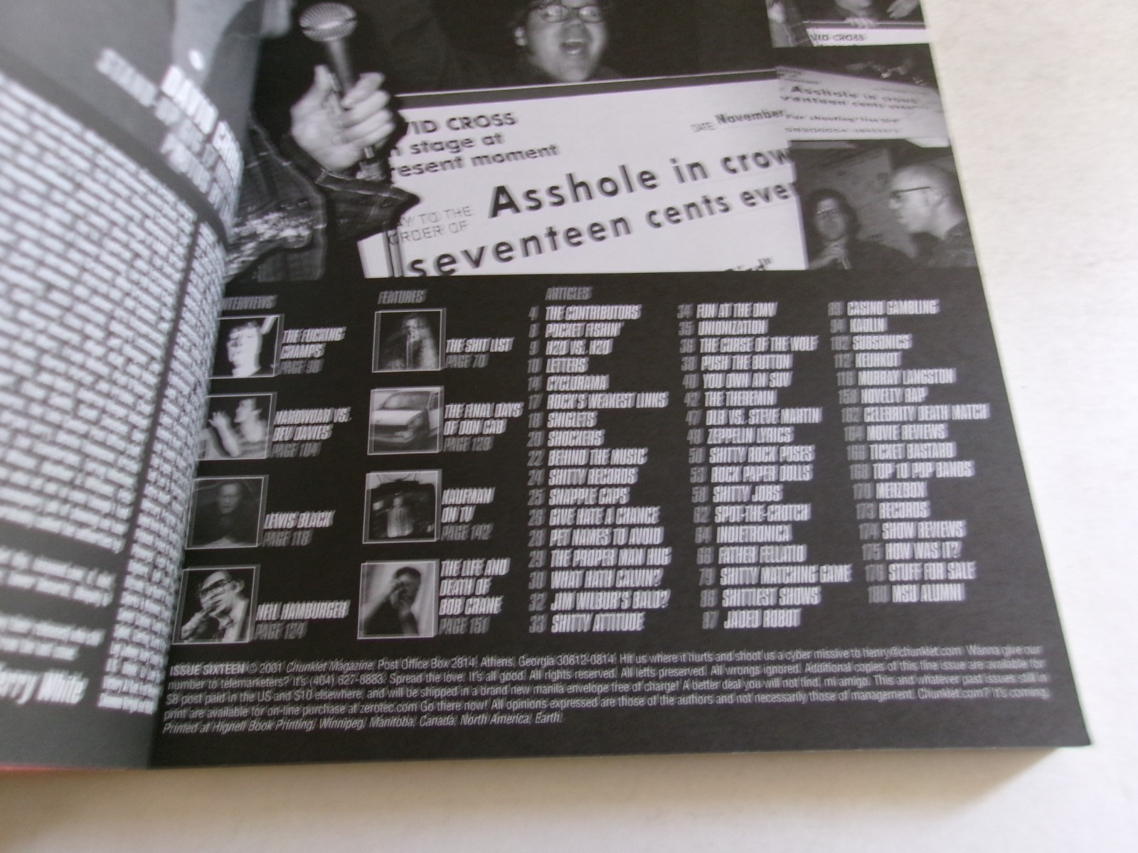 CHUNKLET Magazine #16 Alt Rock Punk Pop Culture Fanzine 2001 180 Pages VF 8.0