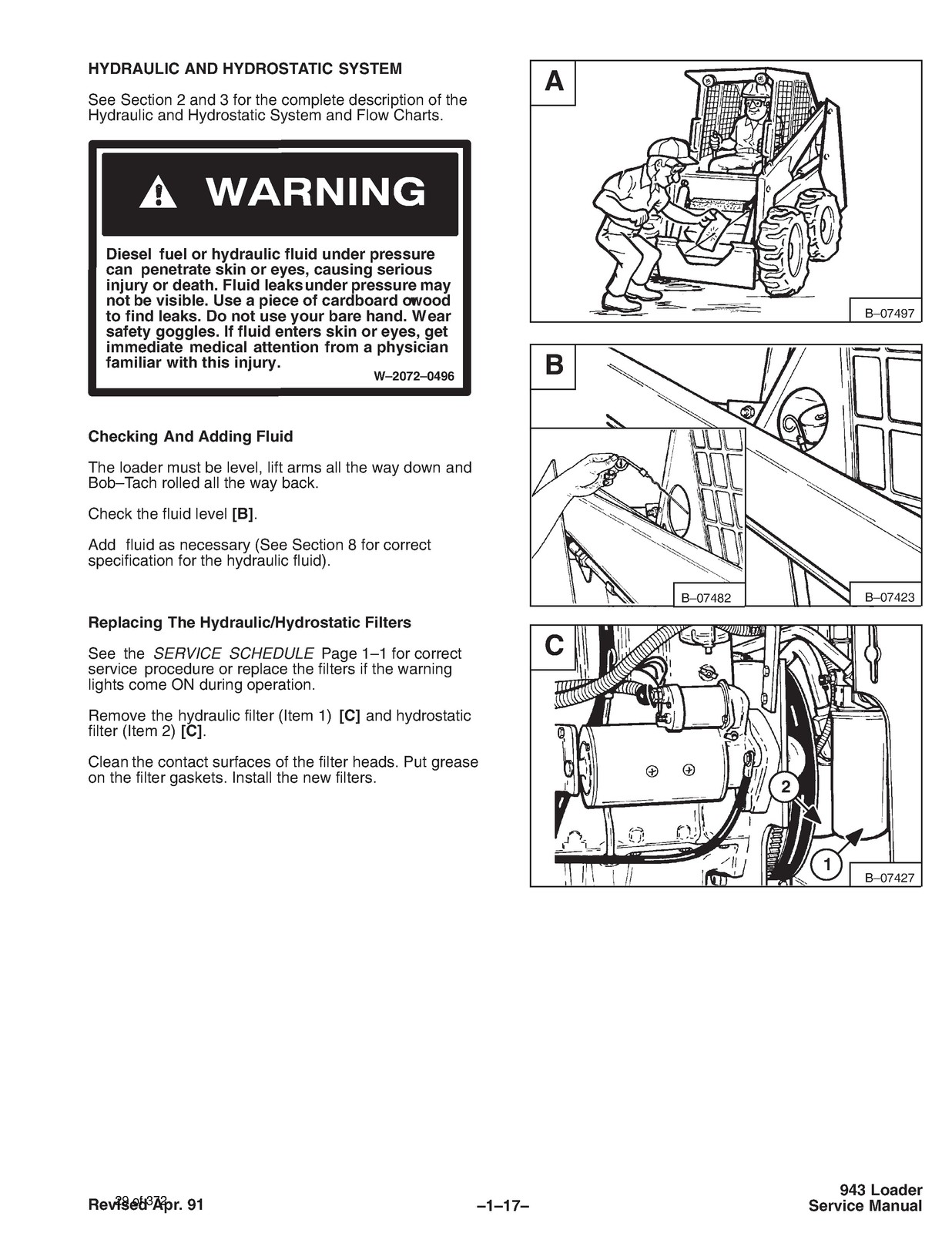 BOBCAT 943 Skid-Steer Loader Service Manual 1986 – BOUND – COVERS – XL FOLDOUTS