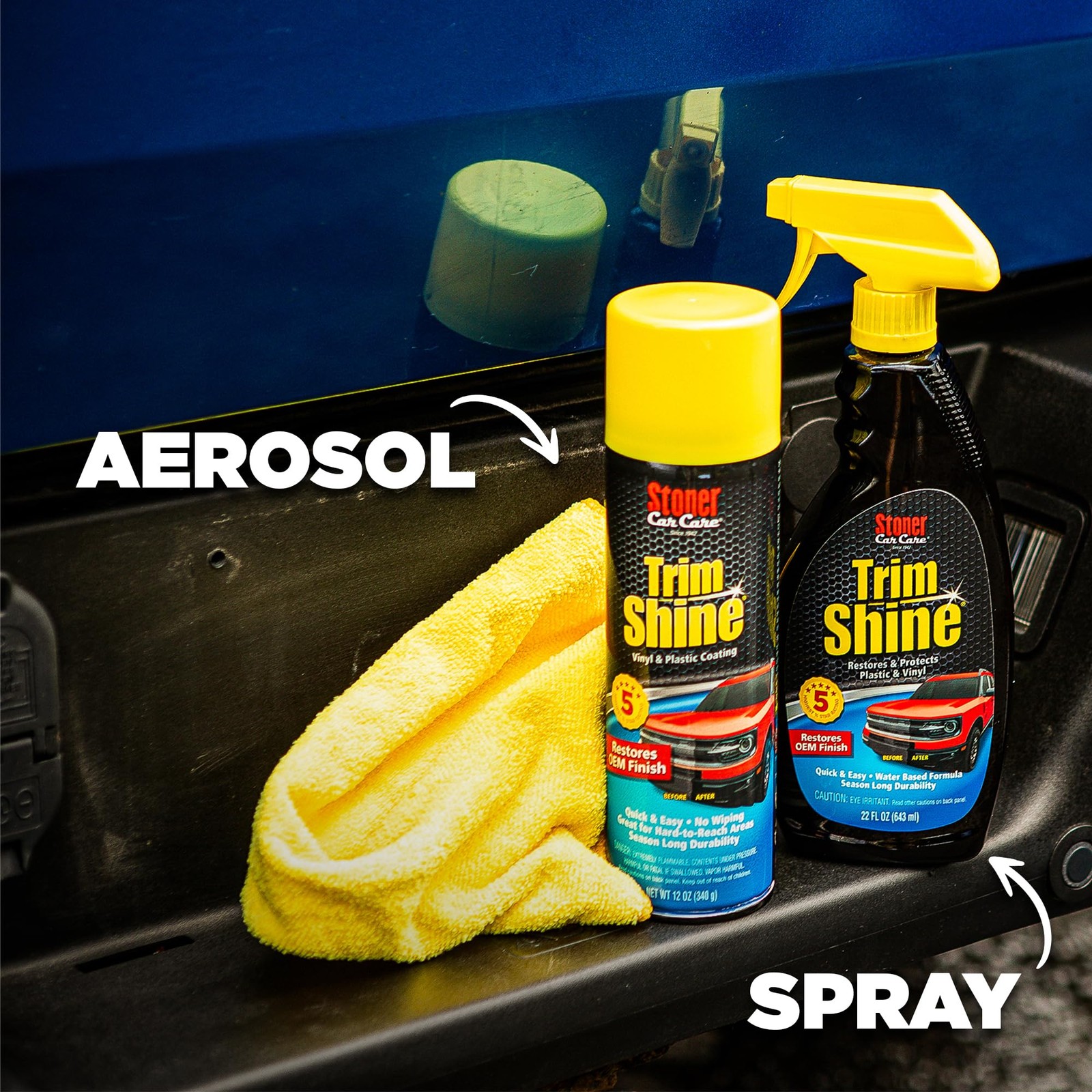 Trim Shine Restorer for Cars – Black Plastic & Vinyl Protectant Coating – 12 oz