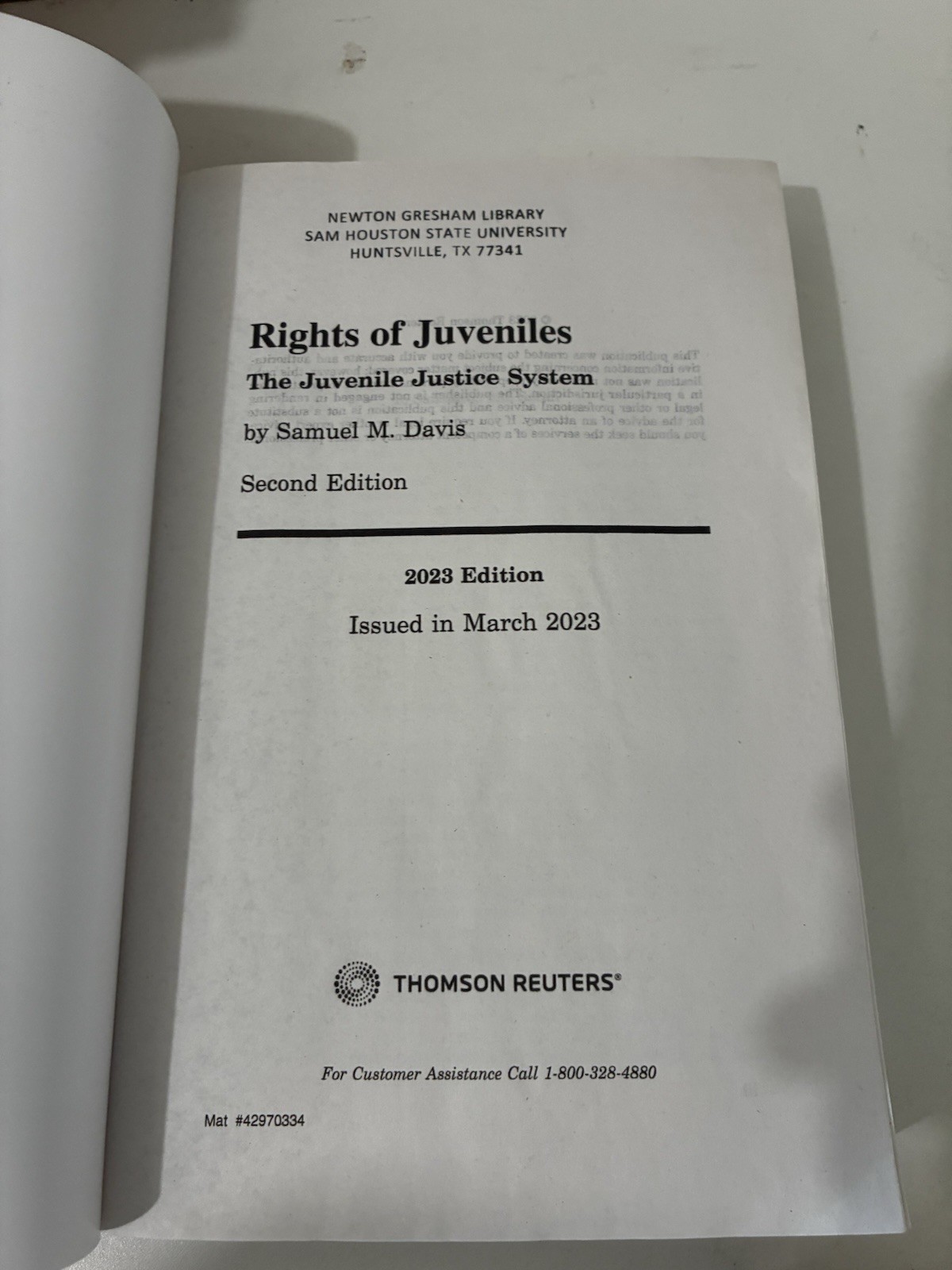 2023 Rights of Juveniles 2d Samuel DAVIS Thomson Reuters The Juvenile Ex-Library