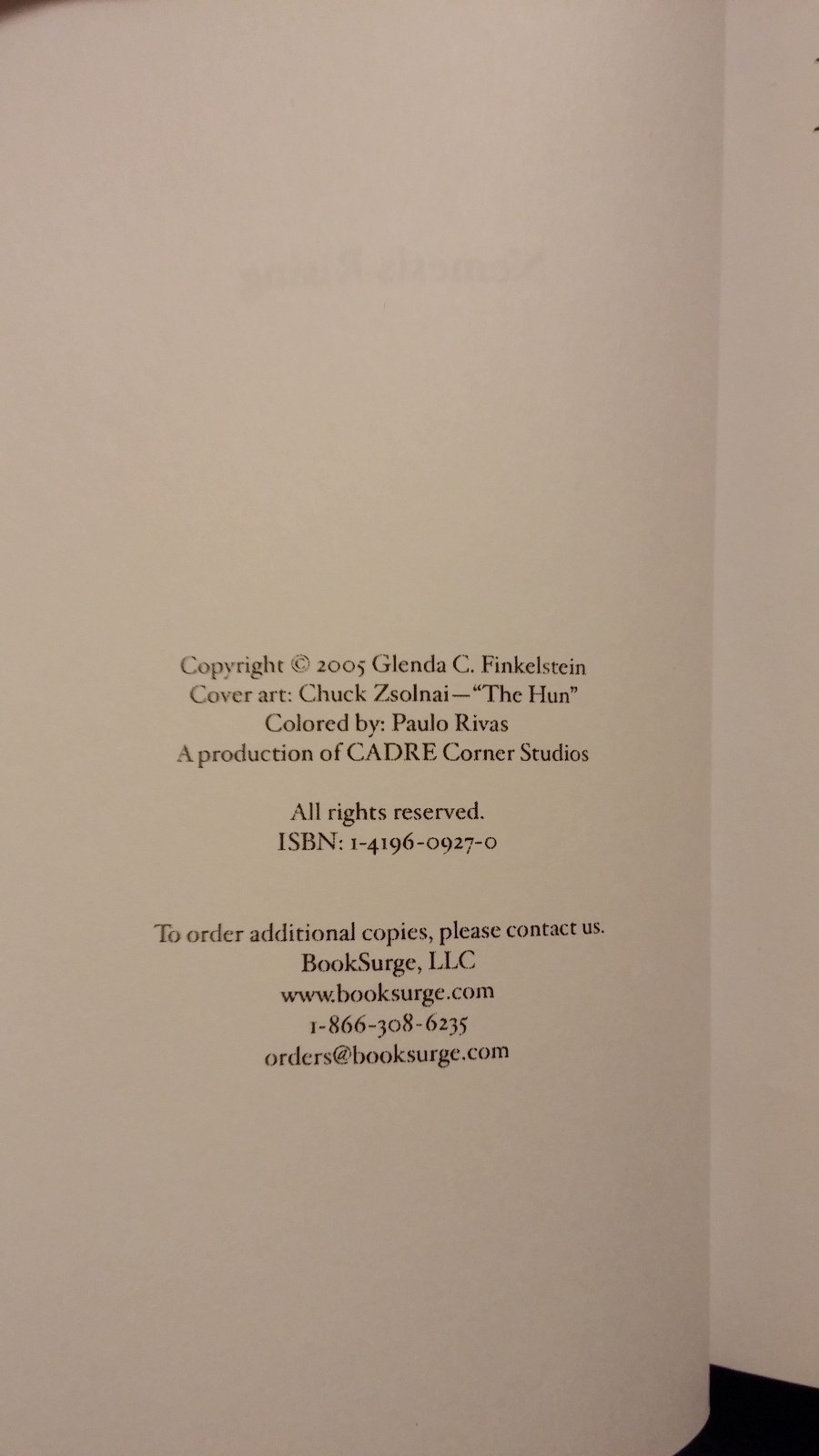 Nemsis Rising by Glenda C Finkelstein 2005 SC First Edition SIGNED w/bonus