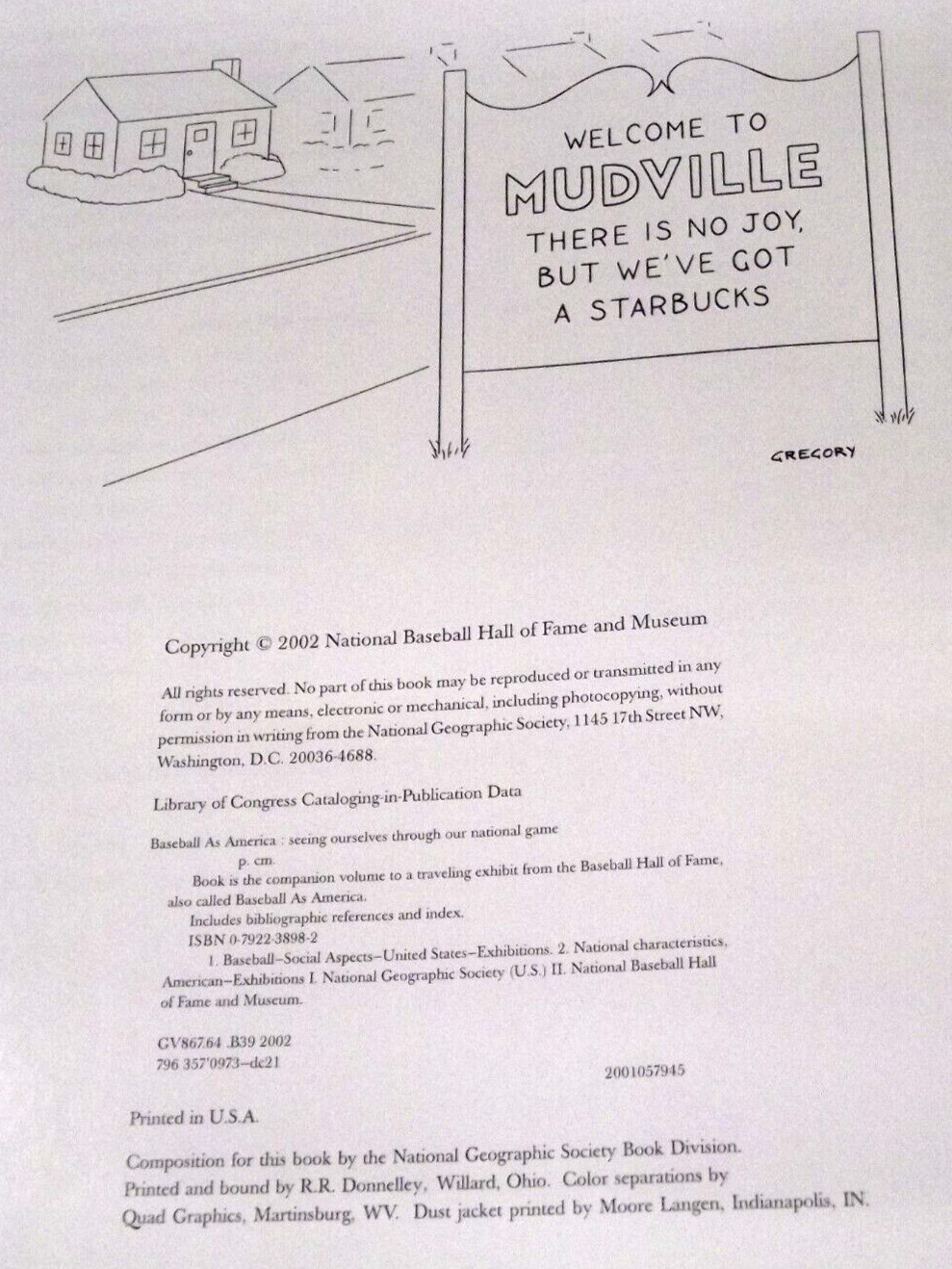 New 2002 Baseball As America BIG Picture Book 320 Pages Premium Cover Natl Geogr