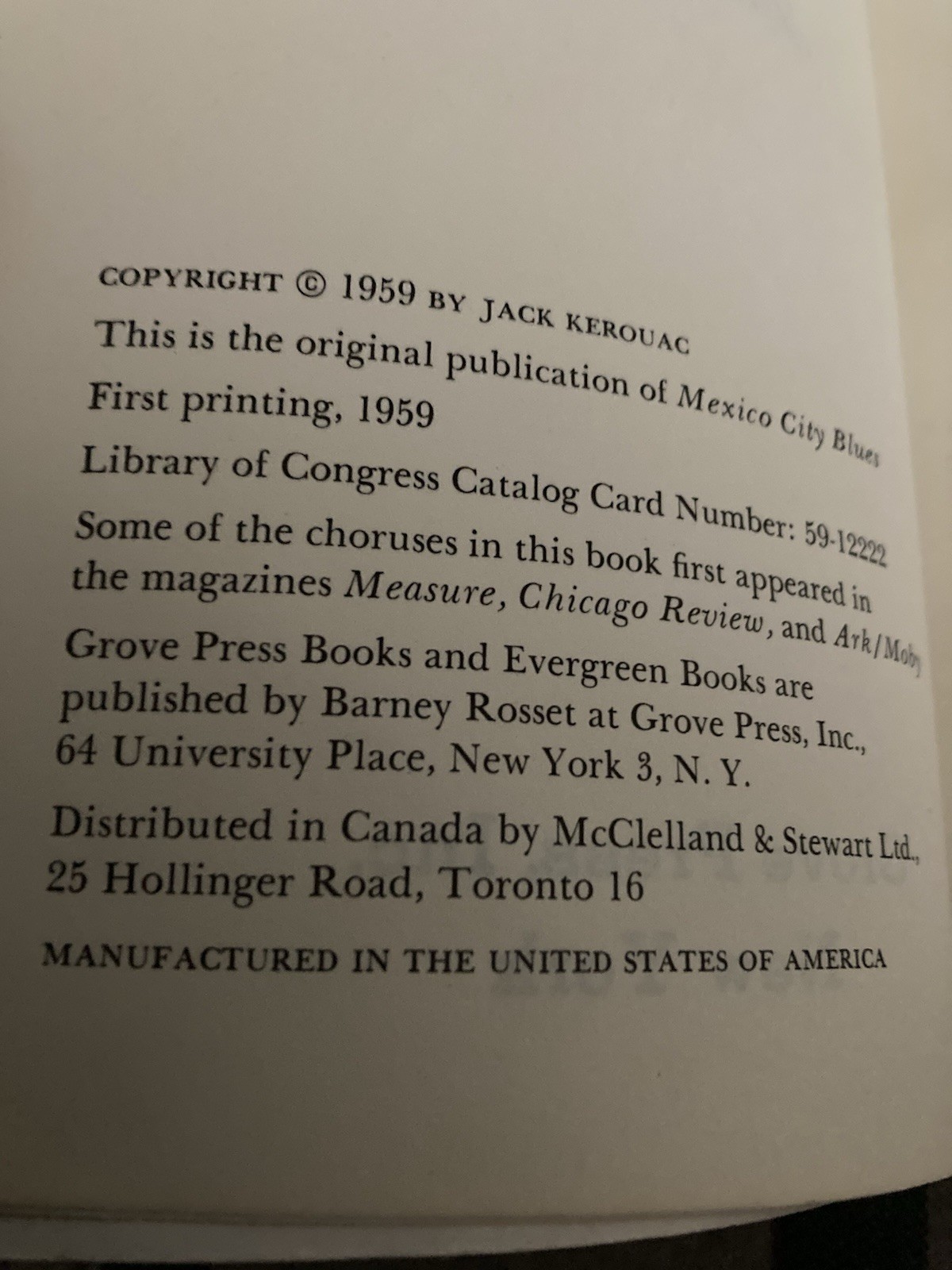 Jack Kerouac / MEXICO CITY BLUES 242 CHORUSES 1st Edition 1959