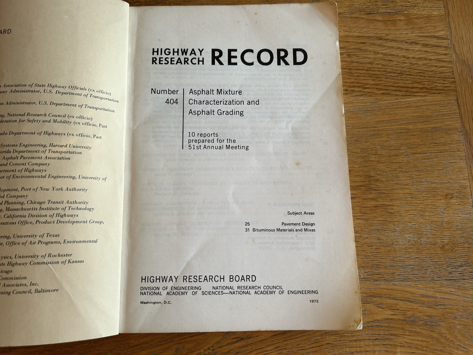 Asphalt Mixture Characterization and Asphalt Grading Highway Research Record 404
