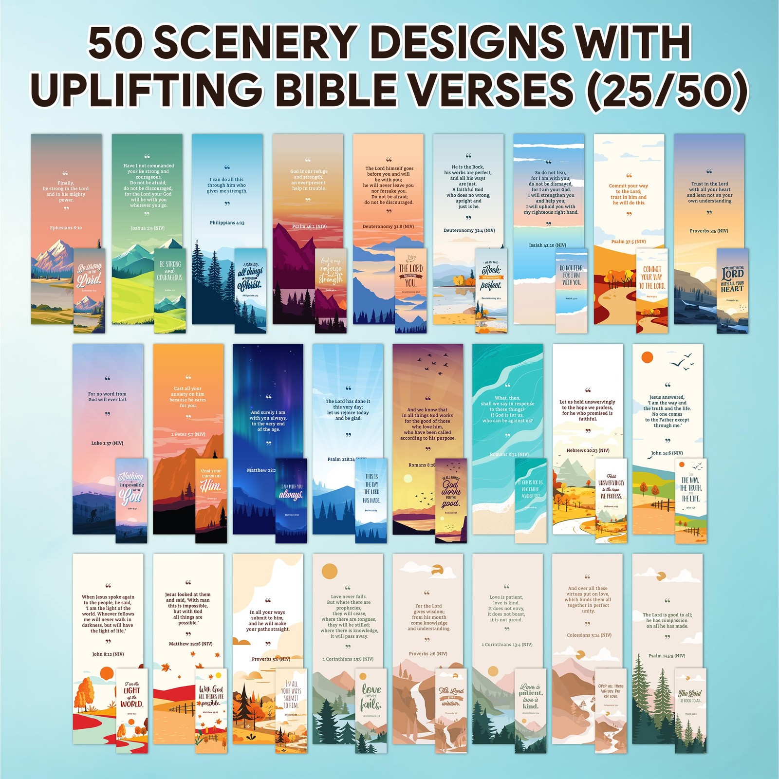 Decorably 100 Pack 2×6.5in Christian Bookmarks for Women and Men – Multicolor