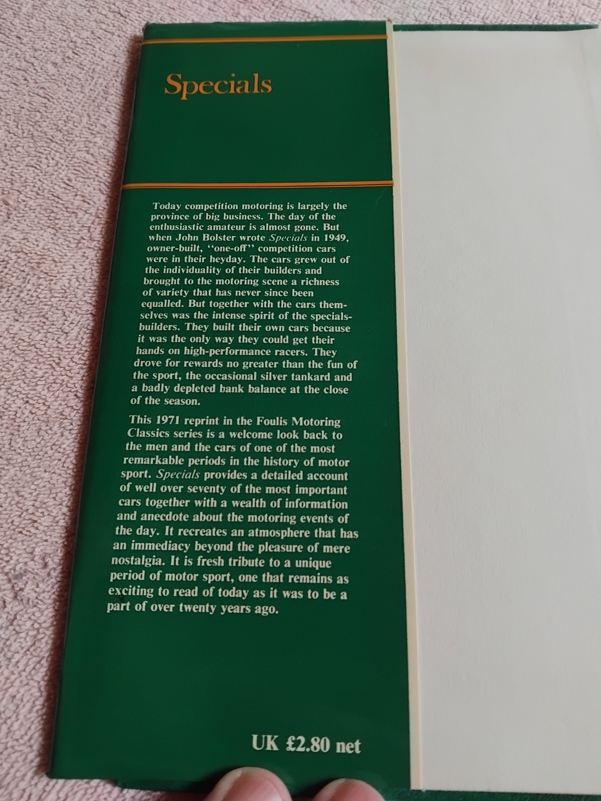 Specials by John Bolster Hardcover 1971 Revised Edition FREE POST 30s Racing Car