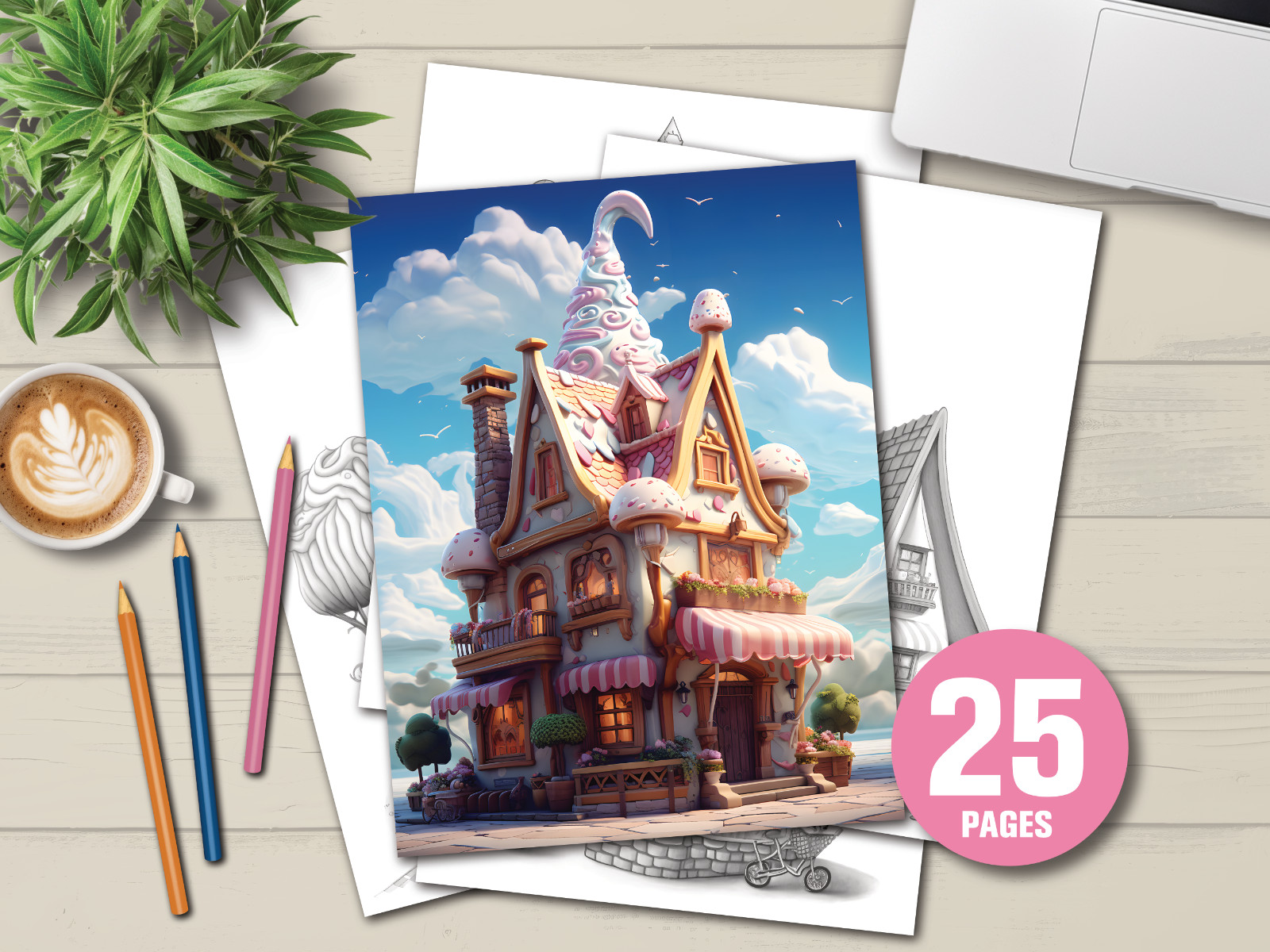 Adult Coloring Pages Bundle Fantasy Houses bundle 475 Pg Printable Pages