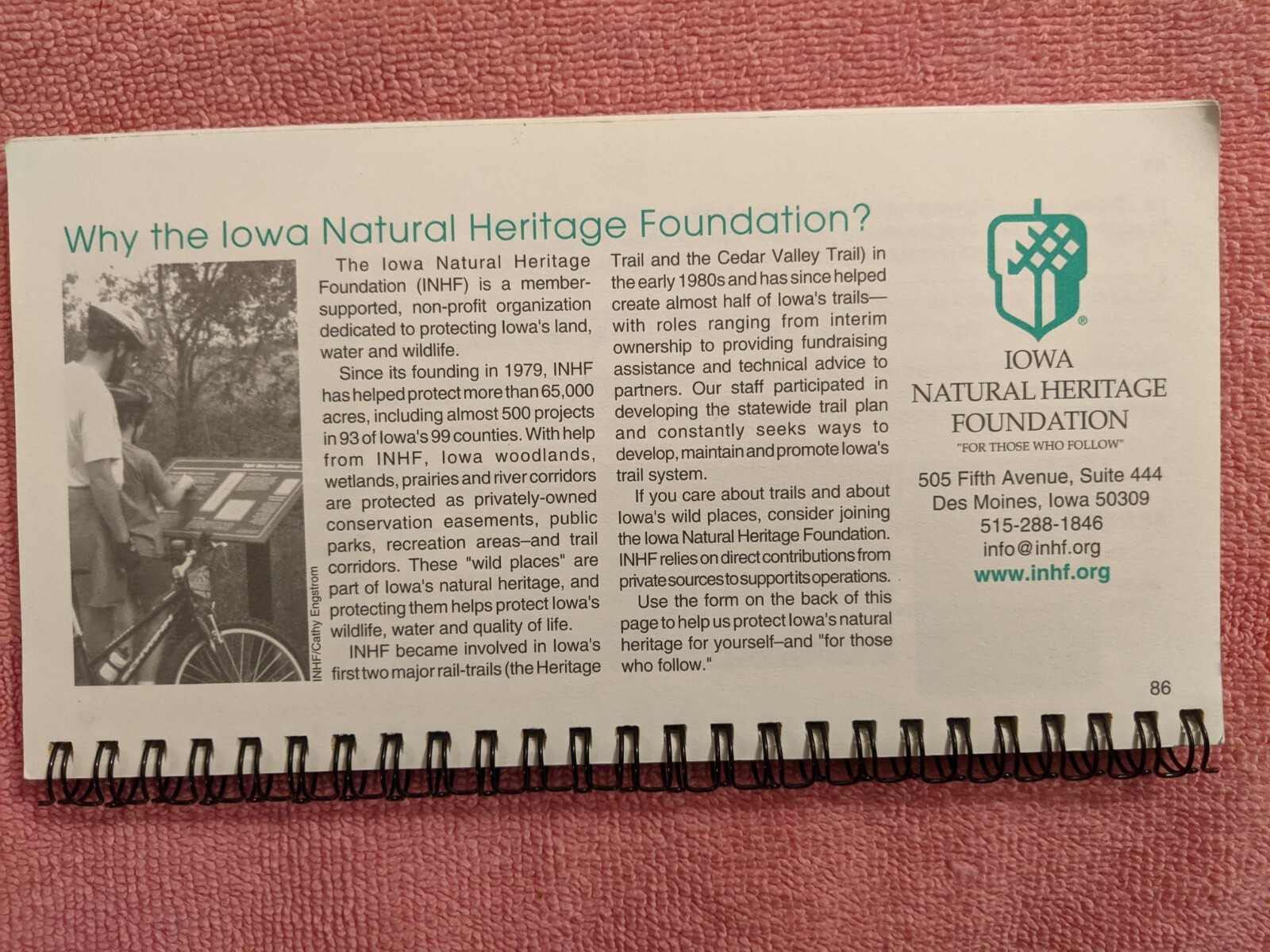 IOWA’S RECREATION TRAILS, 2001, Spiral-bound Softcover, 83 Pages, 42 Iowa Trails