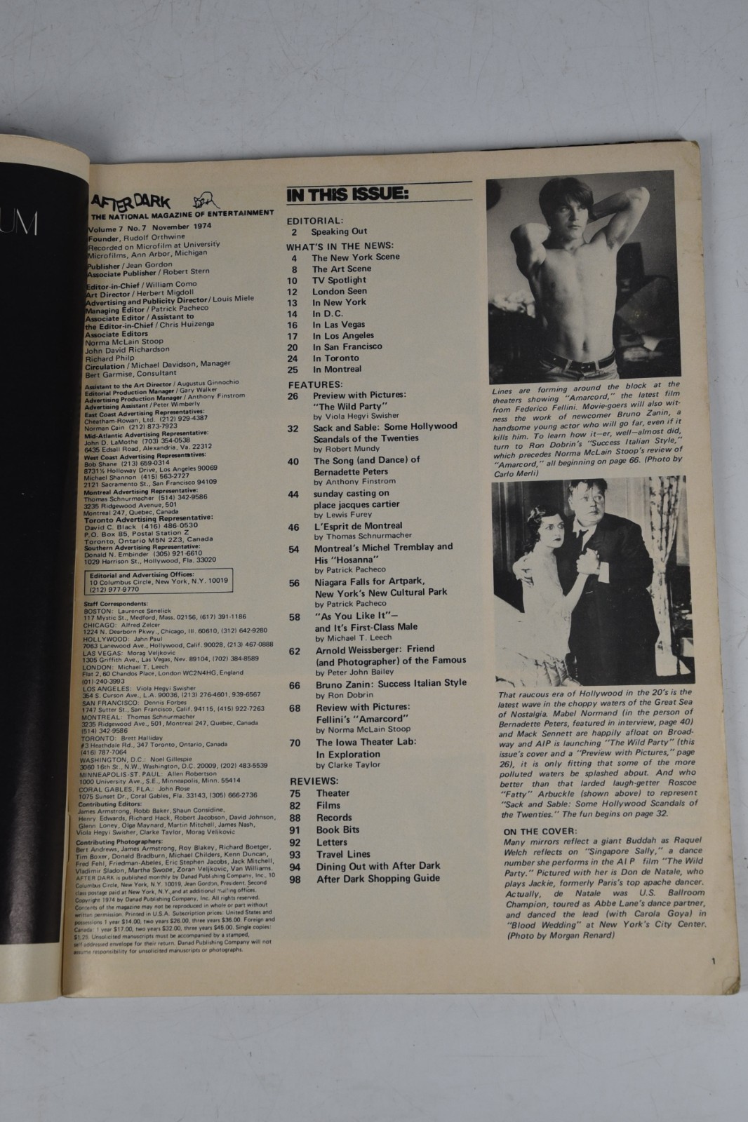 Vintage After Dark Magazine Nov 1974 Raquel Welch Wild Party Gay Interest LGBTQ