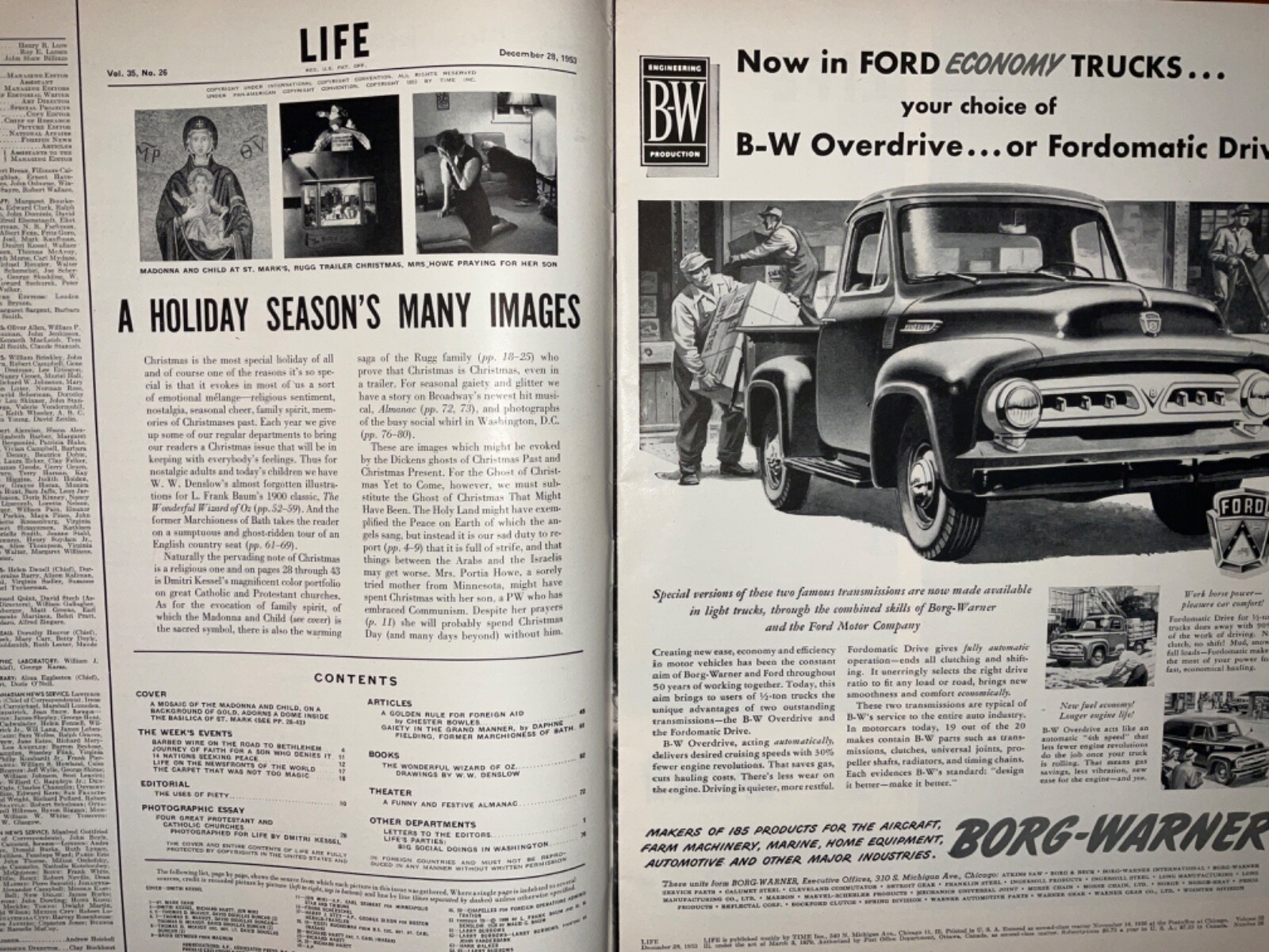 Life Dec 28 1953: Wizard of Oz-rare original drawings, 14 nations in Paris-NATO
