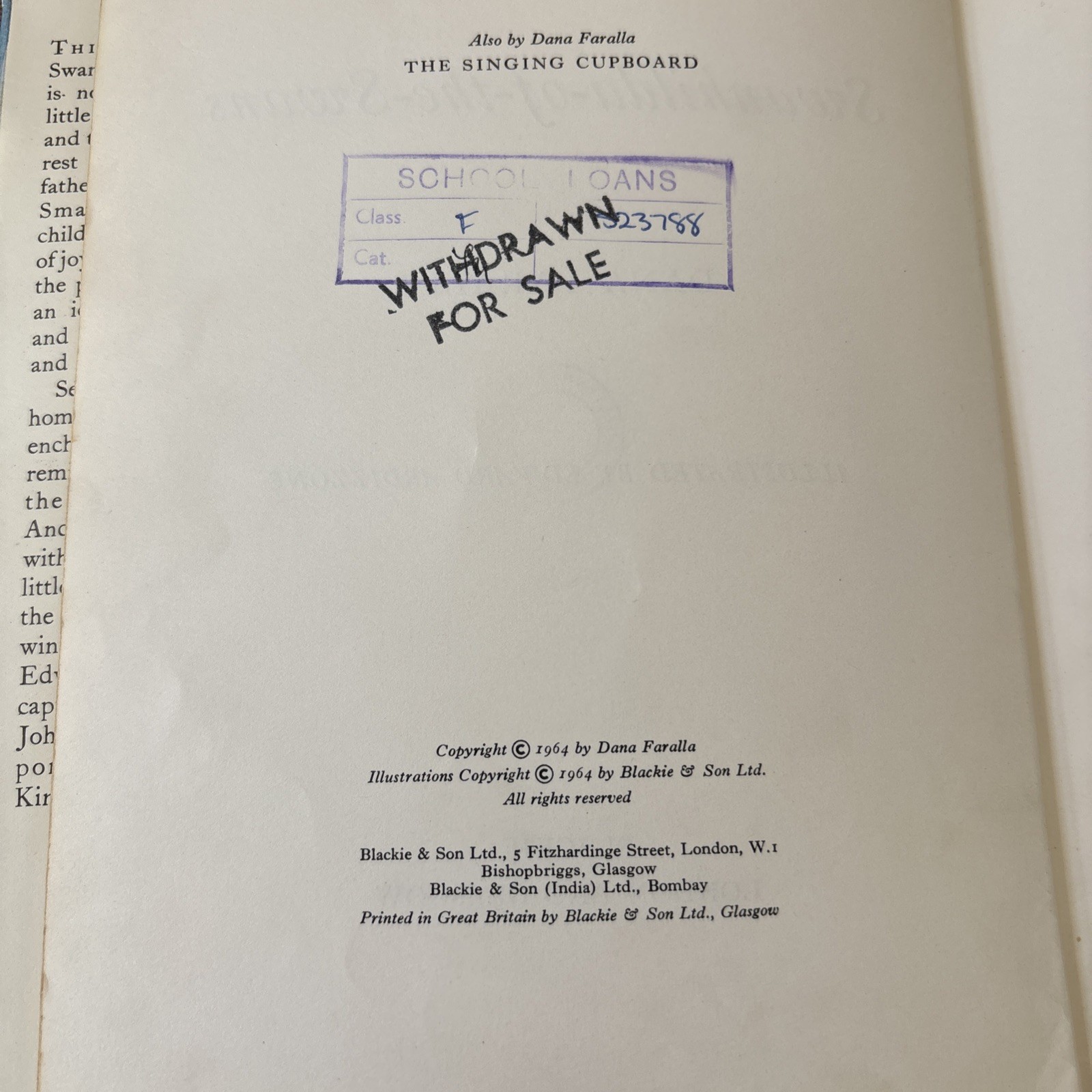 Swanhilda-of-the-Swans by Dana Faralla 1964 1st Edition – Ills Edward Ardizzone