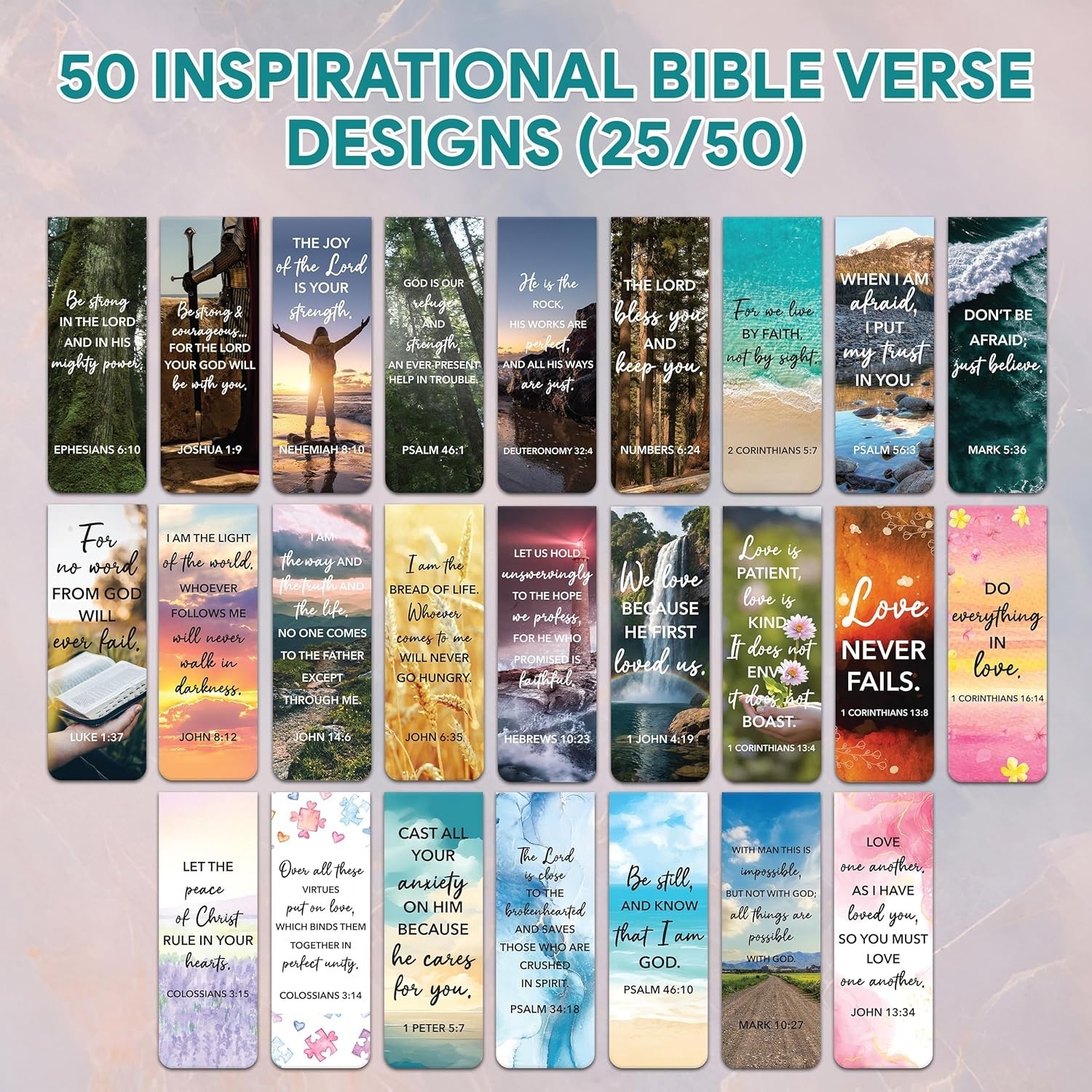 Decorably 50 Pack 0.8×2.3in Bible Religious Magnetic Bookmarks, Unique Motivatio