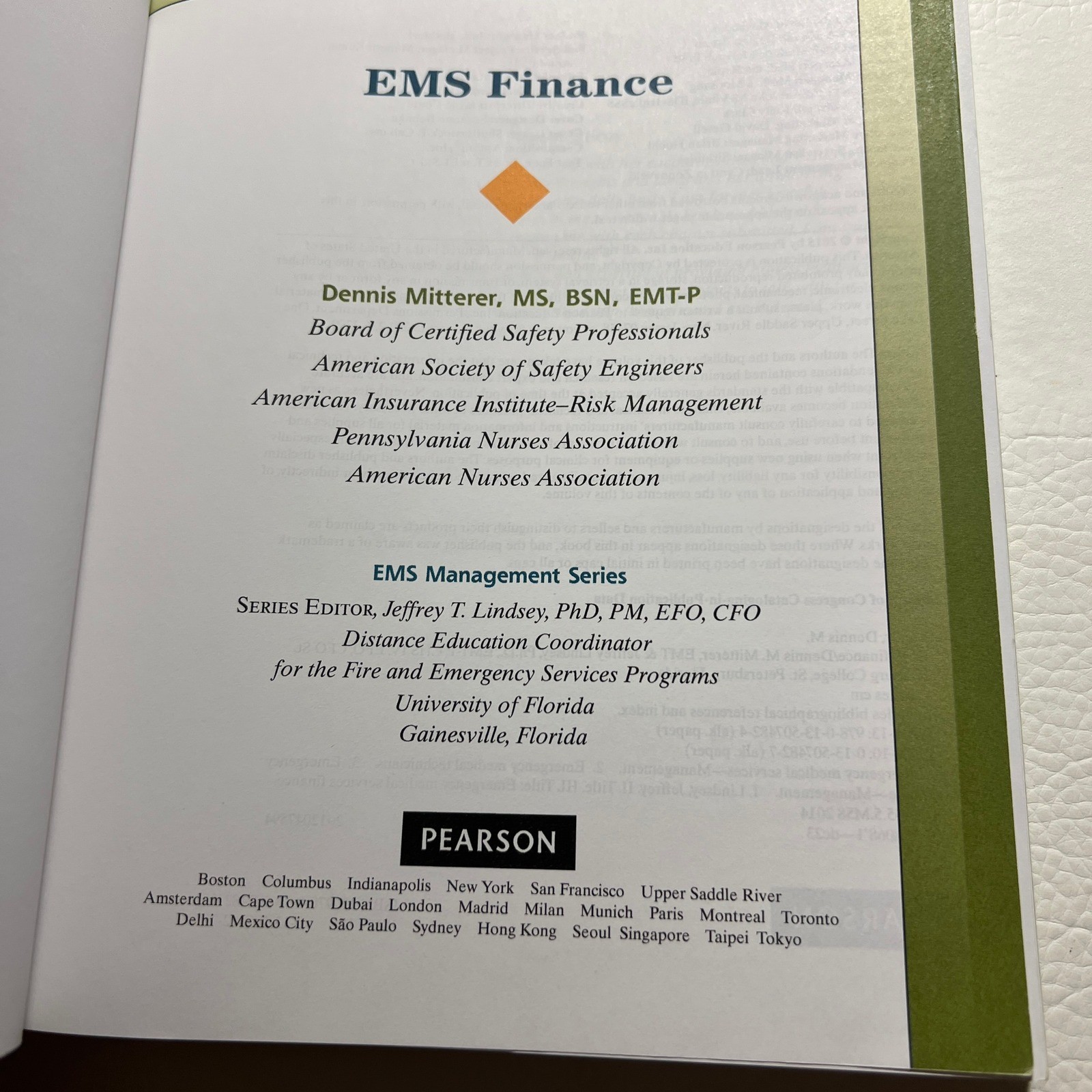Pearson EMS Finance Dennis Mitterer Textbook EMS Management Series Lindsey