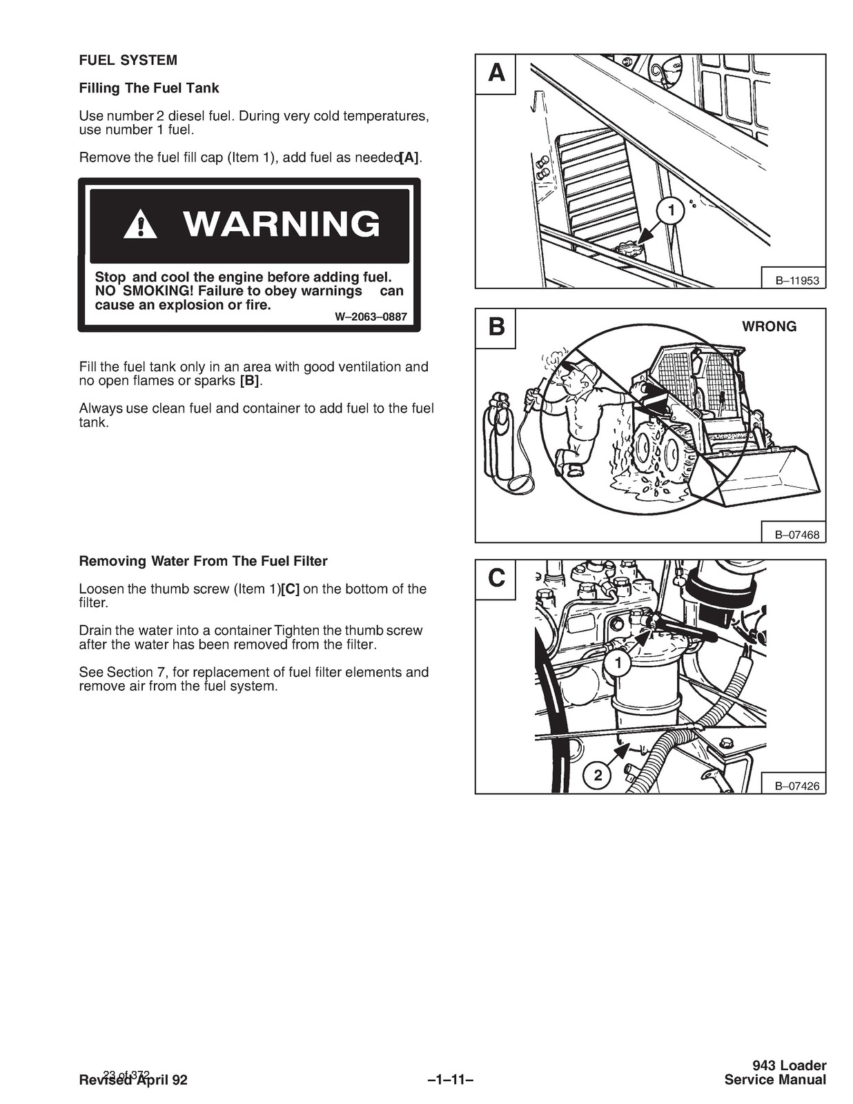 BOBCAT 943 Skid-Steer Loader Service Manual 1986 – BOUND – COVERS – XL FOLDOUTS