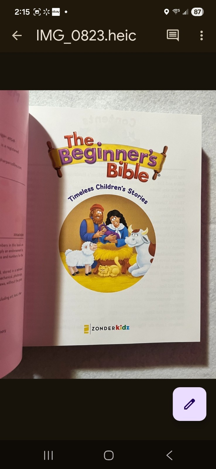 The Beginner’s Bible: Timeless Children’s Stories Hardcover/ Color Photos