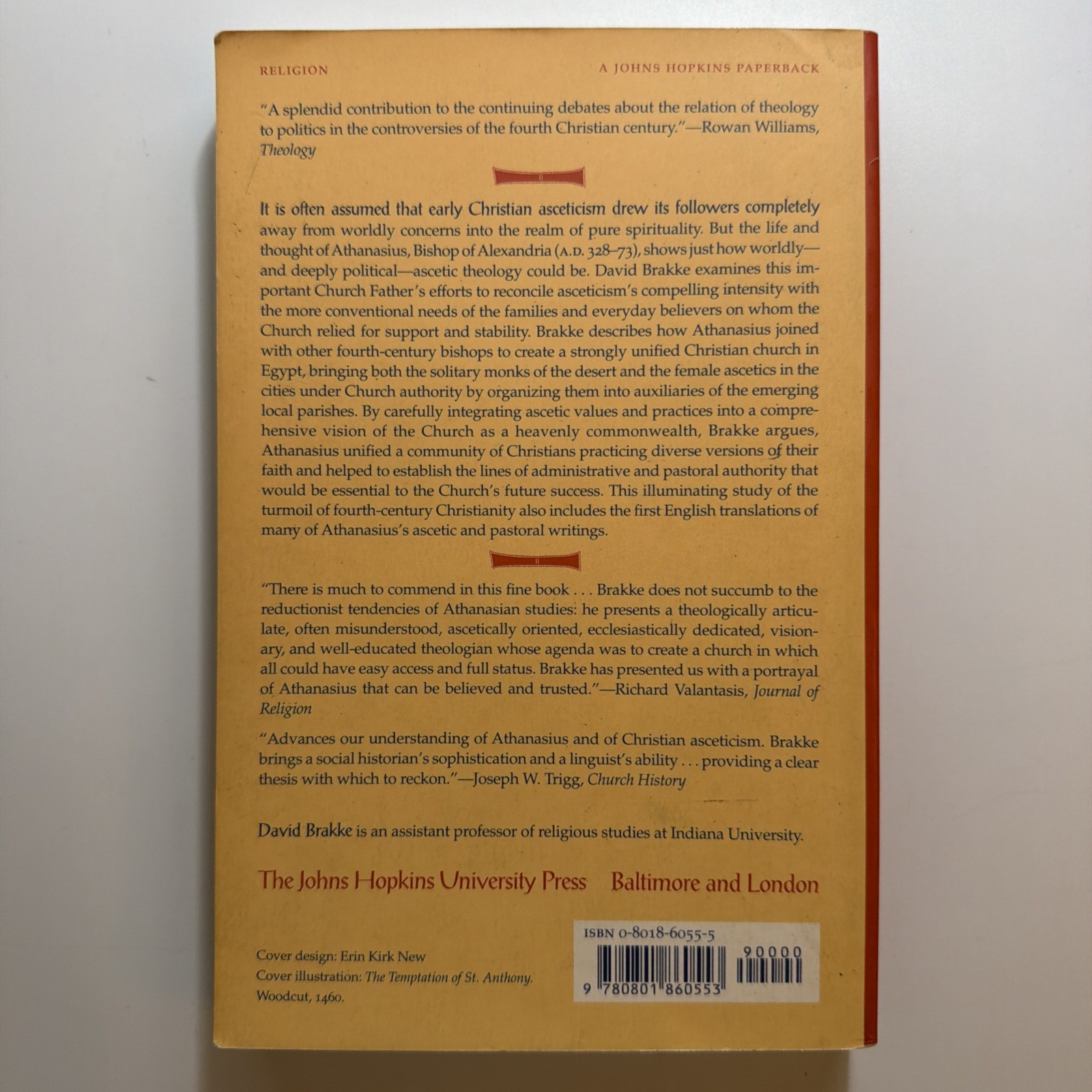 Athanasius and Asceticism by David Brakke 1998 Vintage Paperback