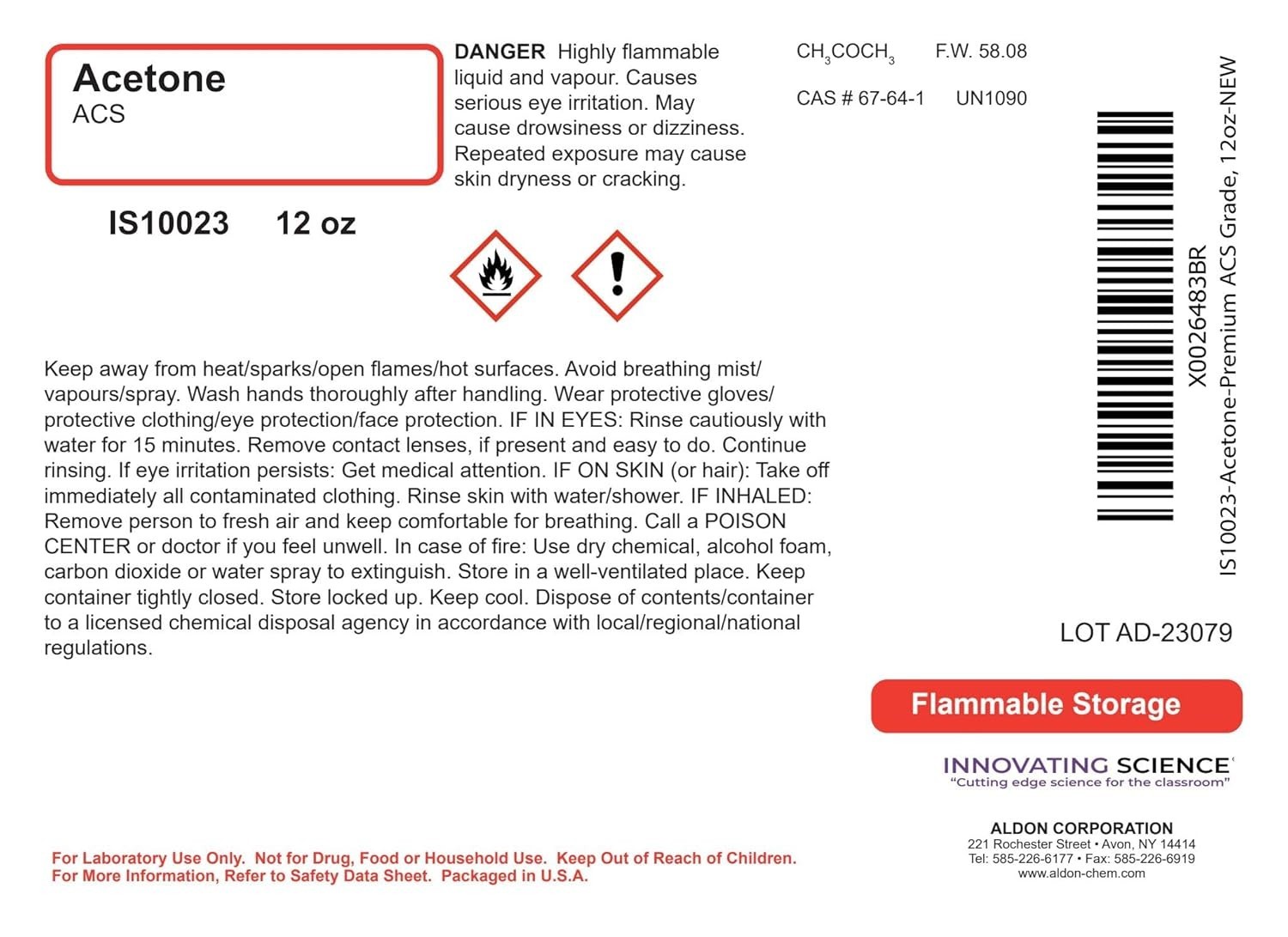 Acetone Anhydrous – ACS Grade 12oz – The Curated Chemical Collection