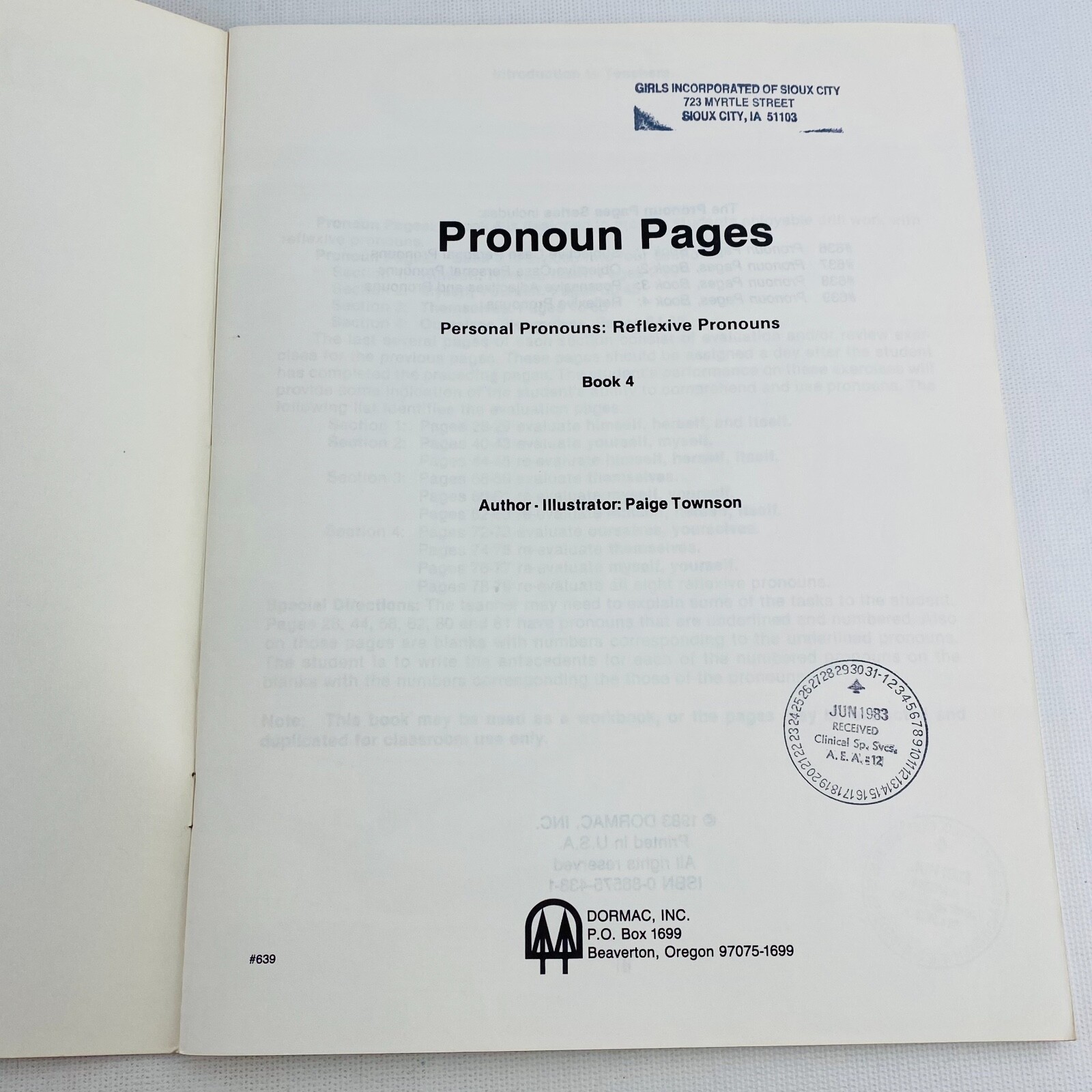 Vintage Pronoun Pages Book 4 Personal Reflexive Pronouns Paige Townson 1983