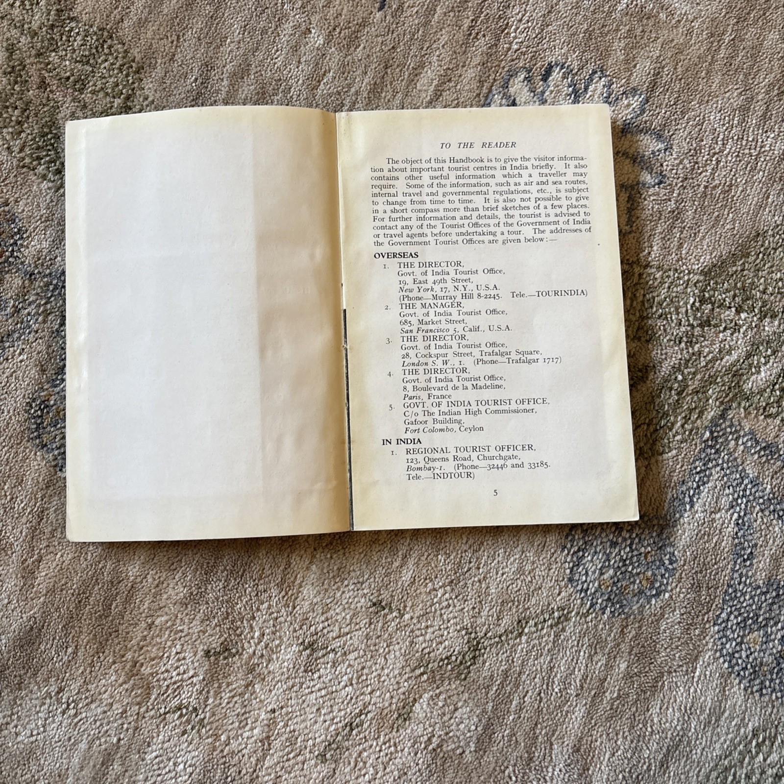 1956 The Handbook of India Govt of India Tourism Dept with Map