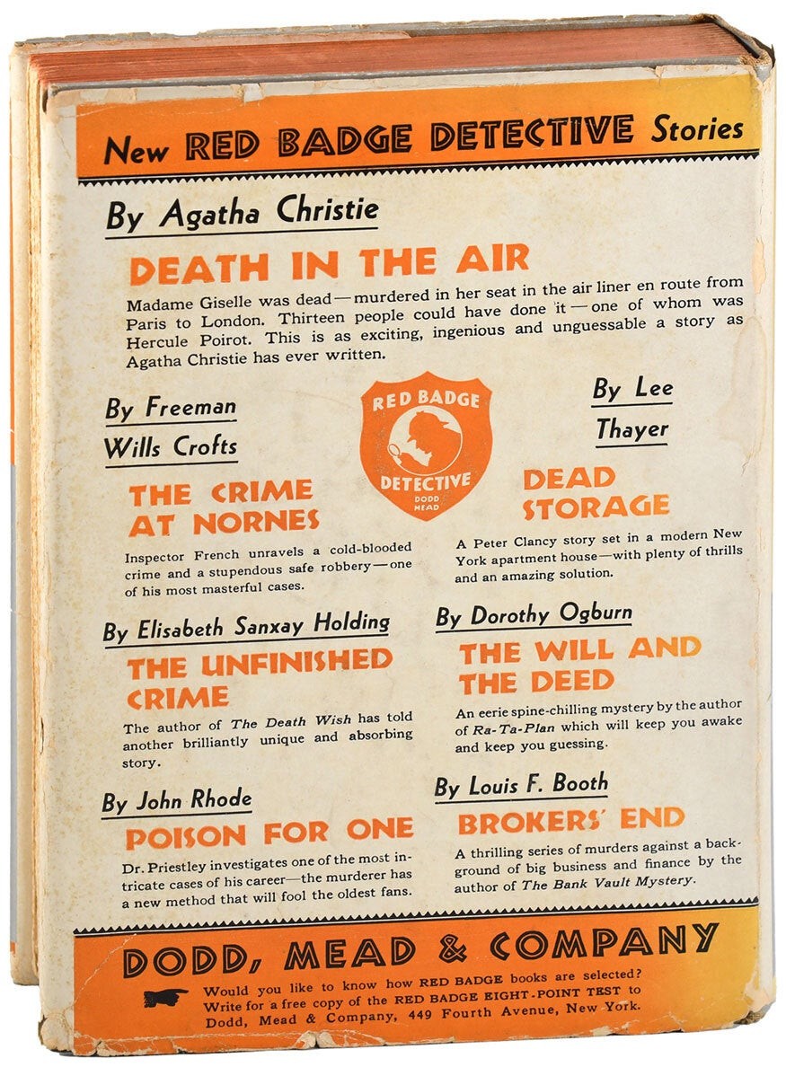 Agatha Christie-DEATH IN THE AIR-1935-1ST/1ST EDITION-VG+/VG DJ-HERCULE POIROT