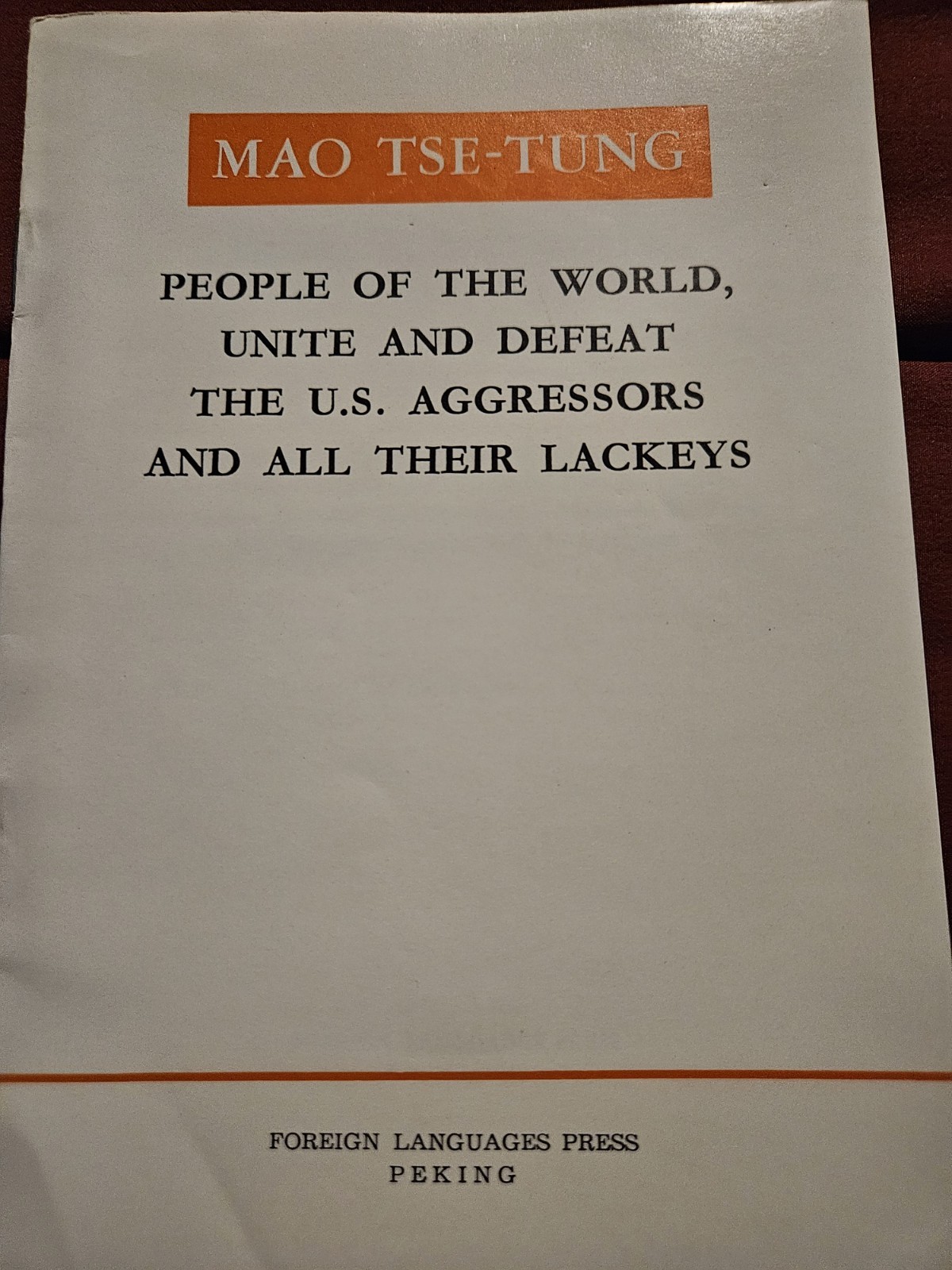 Three (3) Books By MAO TSE-TUNG Printed In 1960s Supporting Civil Rights In USA