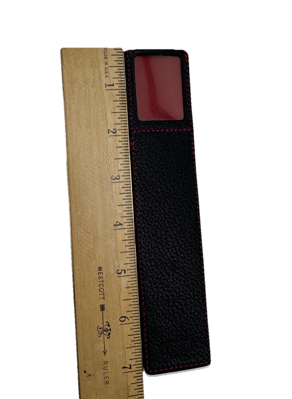 Coach Black & Red Leather 7 Inch Bookmark With Photo Slot Made In Turkey